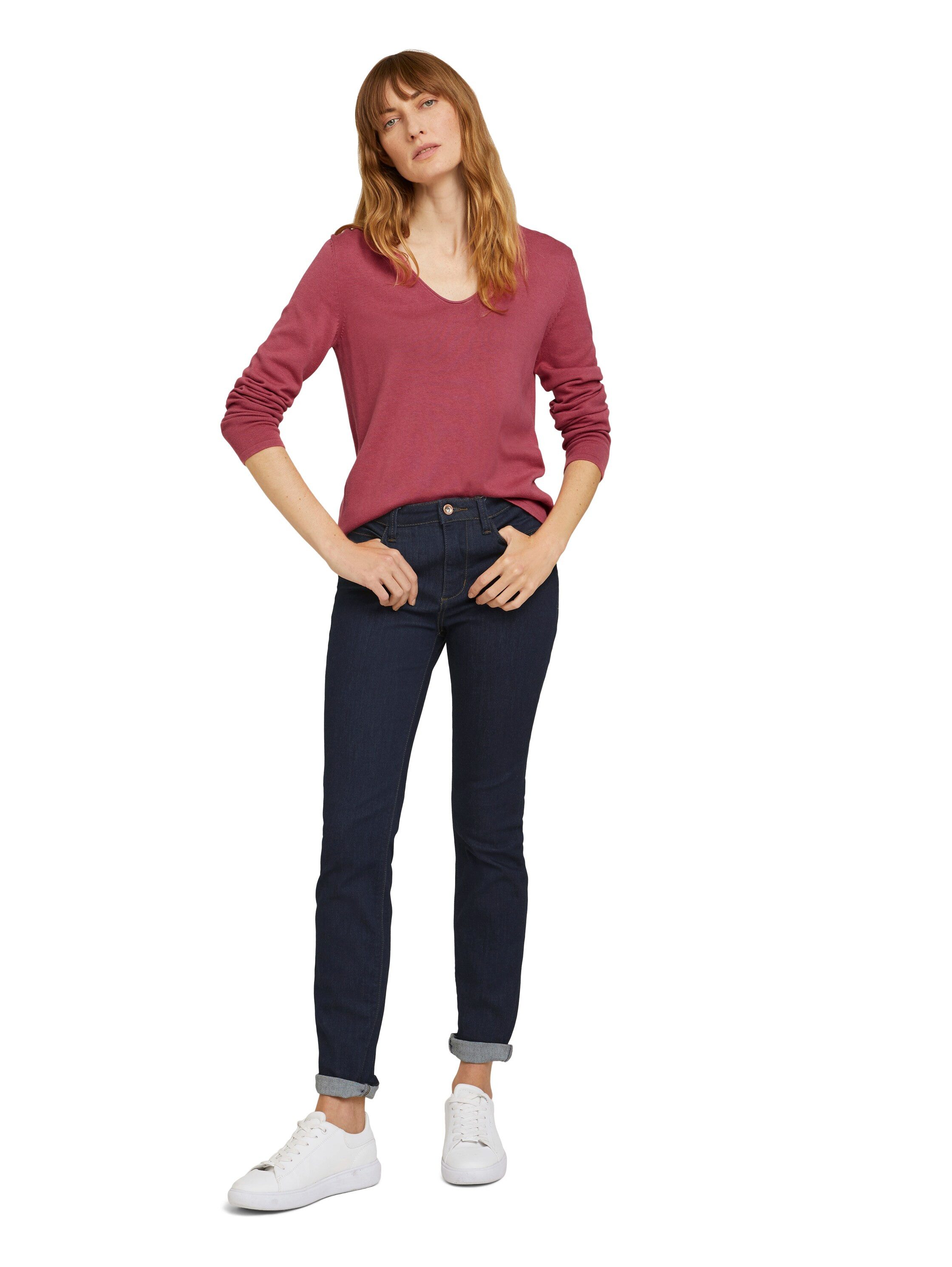 TOM TAILOR V-Ausschnitt-Pullover Regular mit V-Ausschnitt