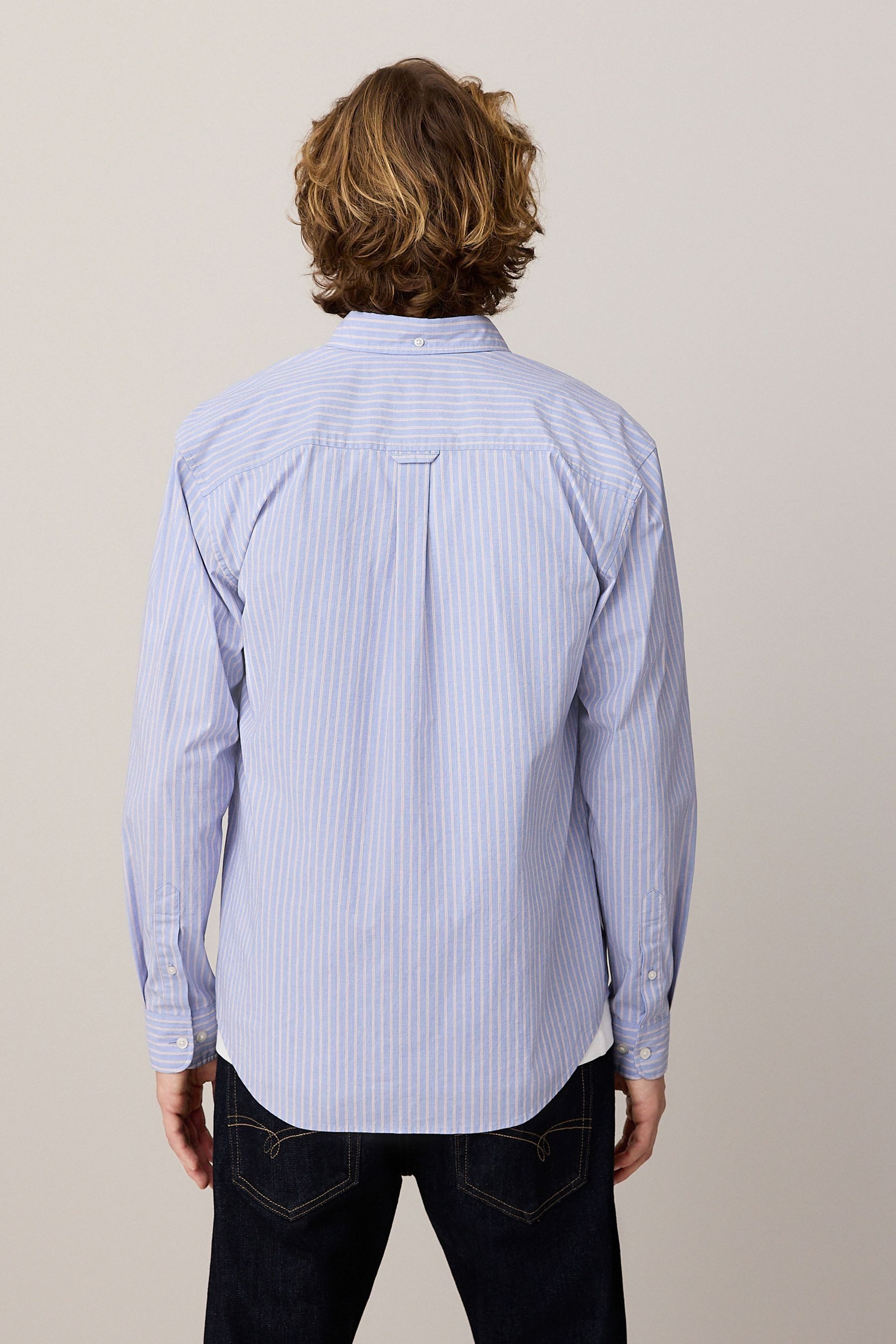 Next Langarmhemd Langärmeliges Hemd mit Streifen aus Baumwolle (1-tlg) günstig online kaufen