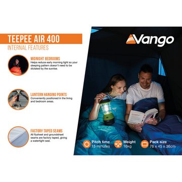 Vango aufblasbares Zelt Campingzelt Teepee Air 400 Airbeam, Tipi Familien Luftzelt Zelt Aufblasbar