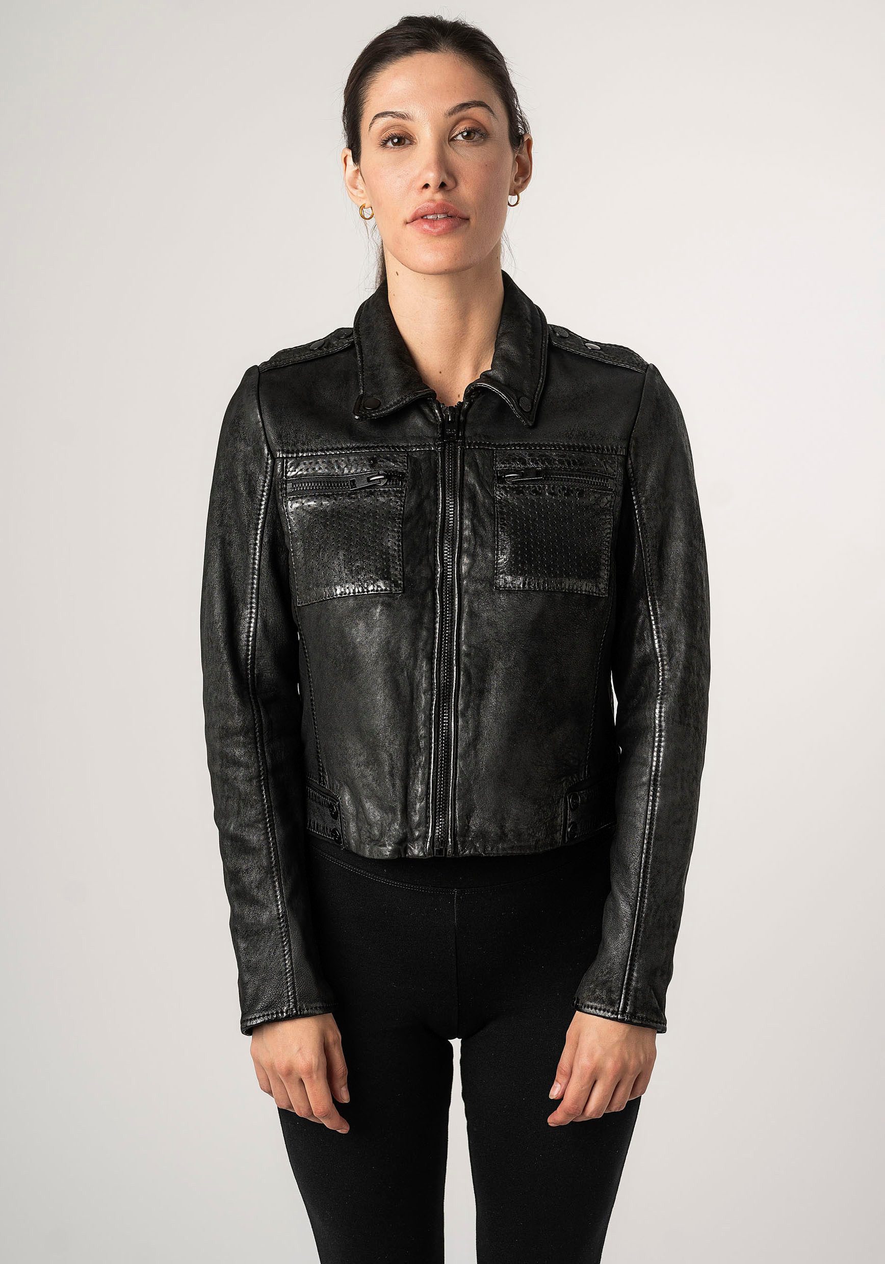 Mauritius Lederjacke 2Wmarin STR mit Schulterklappen, günstig online kaufen