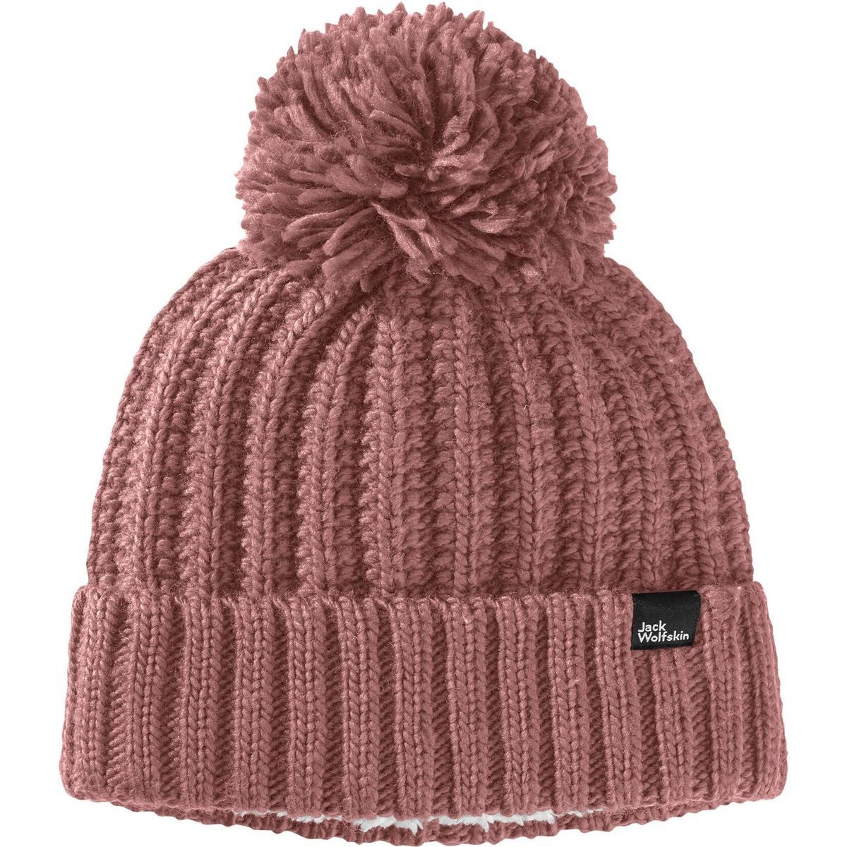 Jack Wolfskin Beanie Highloft Knit Beanie W Moderne Strickmütze mit weichem Sherpa Innenfutter und großer Bommel