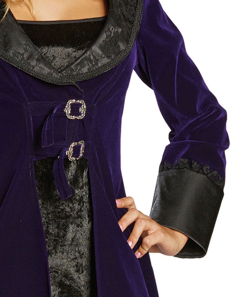 Karneval-Klamotten Kostüm Jacke Karneval schwarz lila mit schwarzem Kleid, Komplettkostüm Damenkostüm Frack mit kurzes ärmelloses Trägerkleid