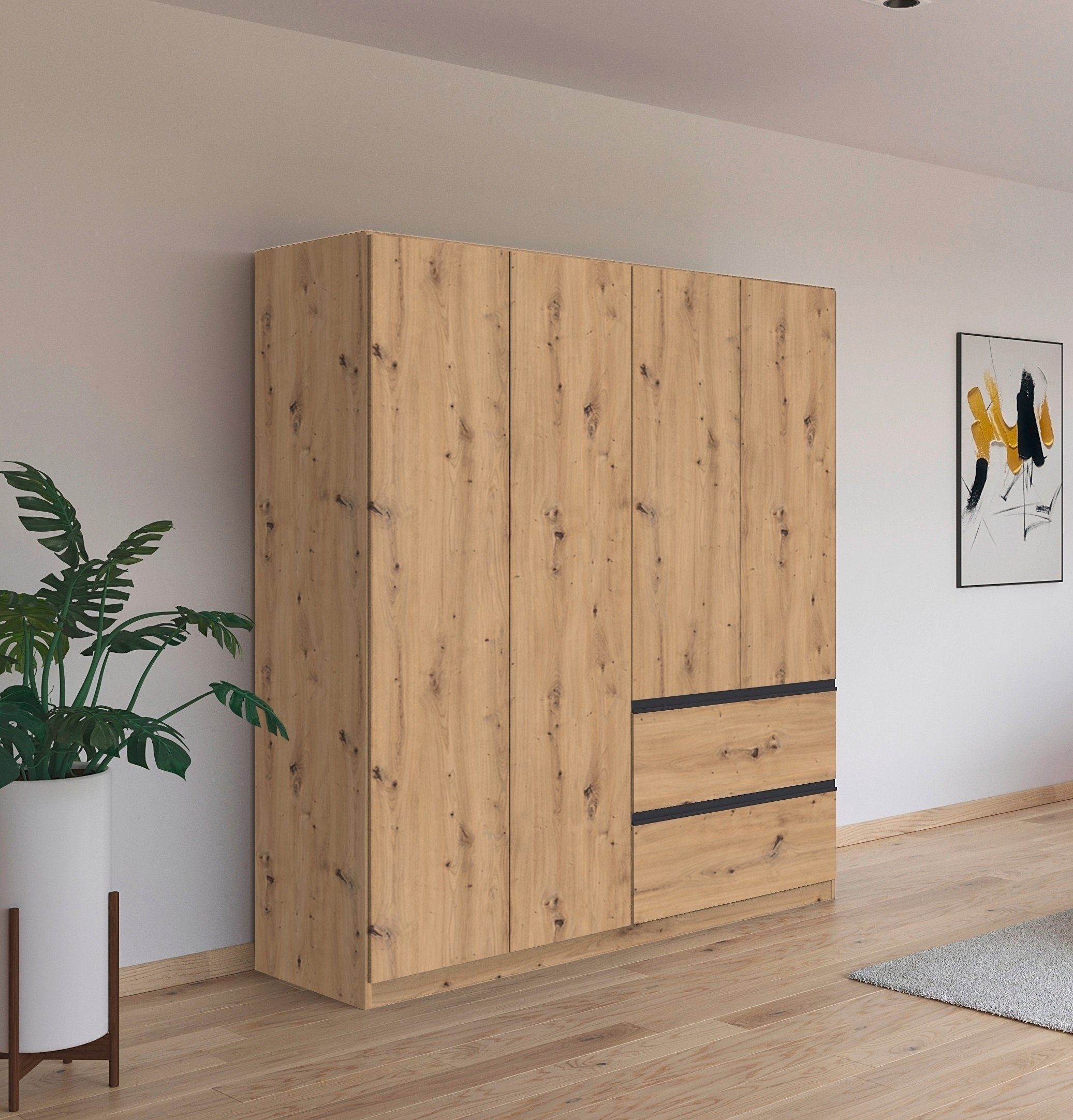 rauch Drehtürenschrank Kleiderschrank Schrank Garderobe COSTA in den Breiten 91/136/181 cm (in 3 Ausstattungen BASIC/CLASSIC/PREMIUM) viel Platz, grifflose Front und Push-to-Open Funktion MADE IN GERMANY