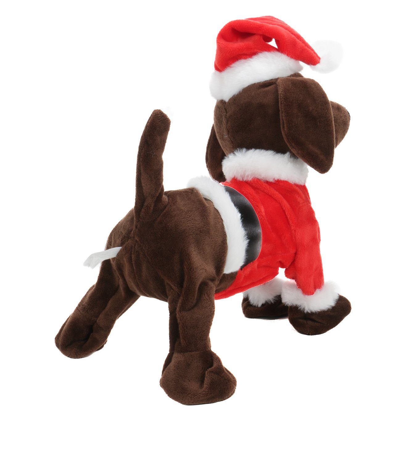Weihnachtsfigur singt und Plüschhund Weihnachtsmütze Bubble-Store Hund, tanzt Weihnachtsfigur mit