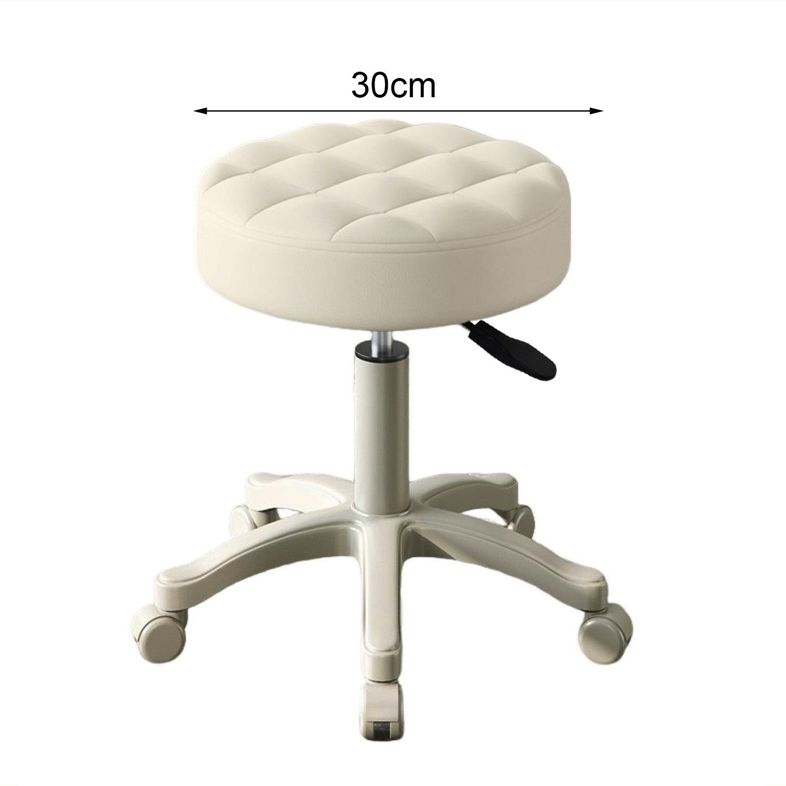 Rutaqian Drehhocker Rollhocker mit 5 Rollen,Runder Arbeitshocker Höhenverstellbar 35-53 cm (1 x Rollsitz 360° Drehba), 360° Drehbar Bürostuhl, Kleiner Drehstuhl Schminkstuhl für Homeoffice