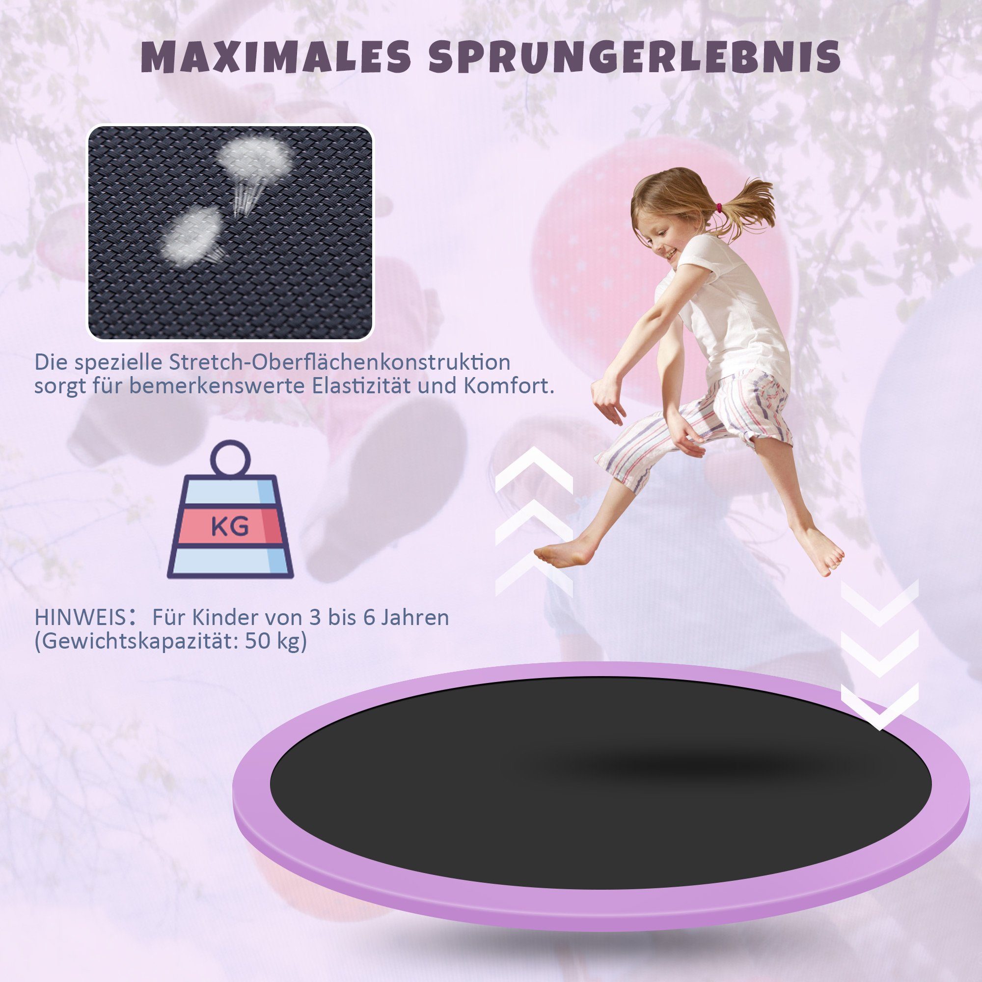 Merax Kindertrampolin, Ø 147,00 cm, Gartentrampolin mit Sicherheitsnetz und günstig online kaufen