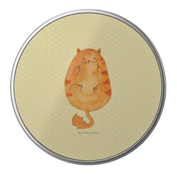 Mr. & Mrs. Panda Aufbewahrungsdose Katze Mittelfinger - Gelb Pastell - Geschenk, Katzenaccessoires, Miez (1 St), Einzigartiges Design