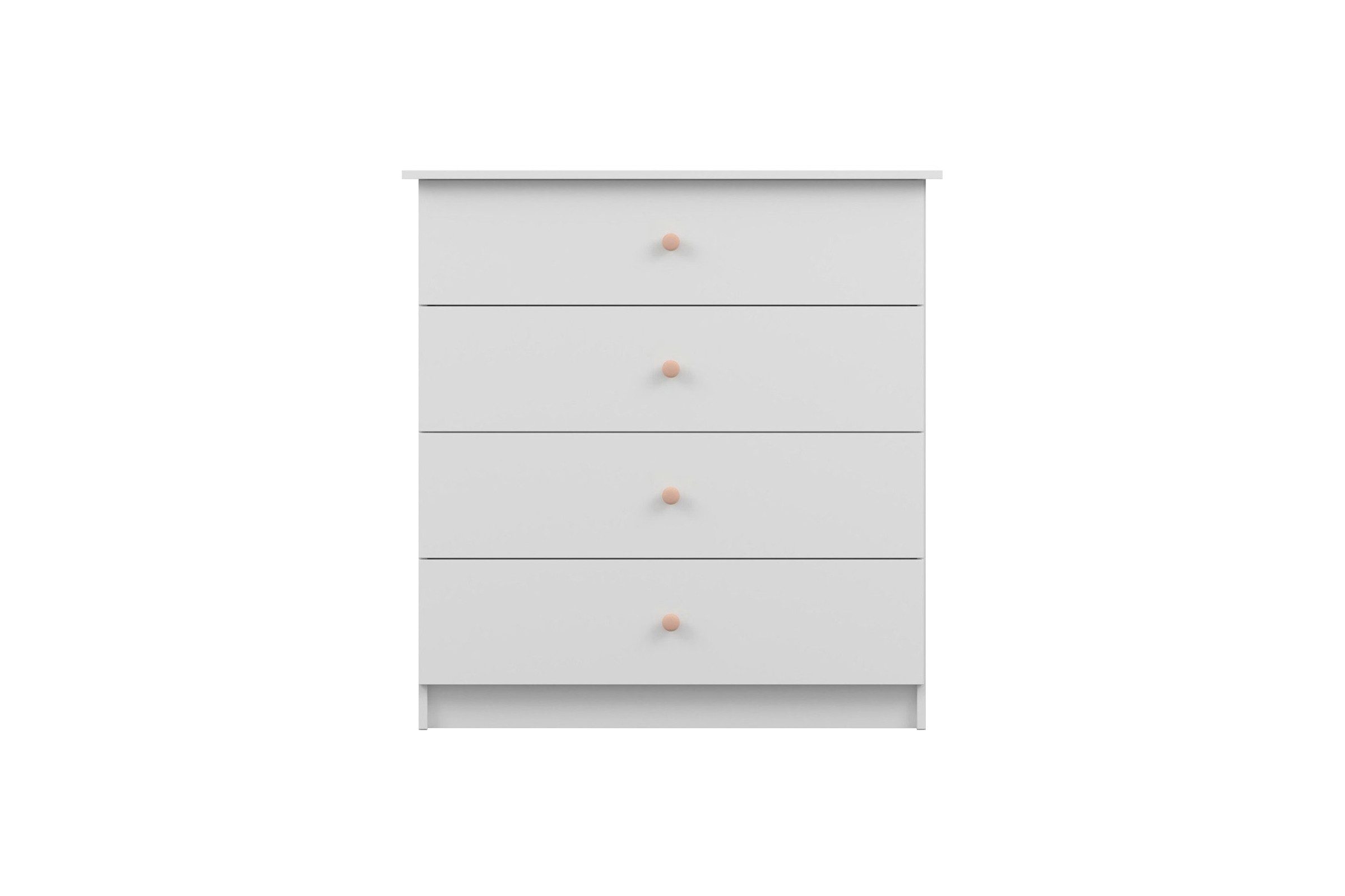 Deine Möbel 24 Kommode OSCAR 95 cm breit Sideboard mit 4 Schubladen (Set, 4 St., ganz in Weiß / Cashmere, Griffe: Rosa / Anthrazit OSCAR-Kollektion), Kinderzimmer Jugendzimmer Jungenzimmer Mädchenzimmer Schlafzimmer