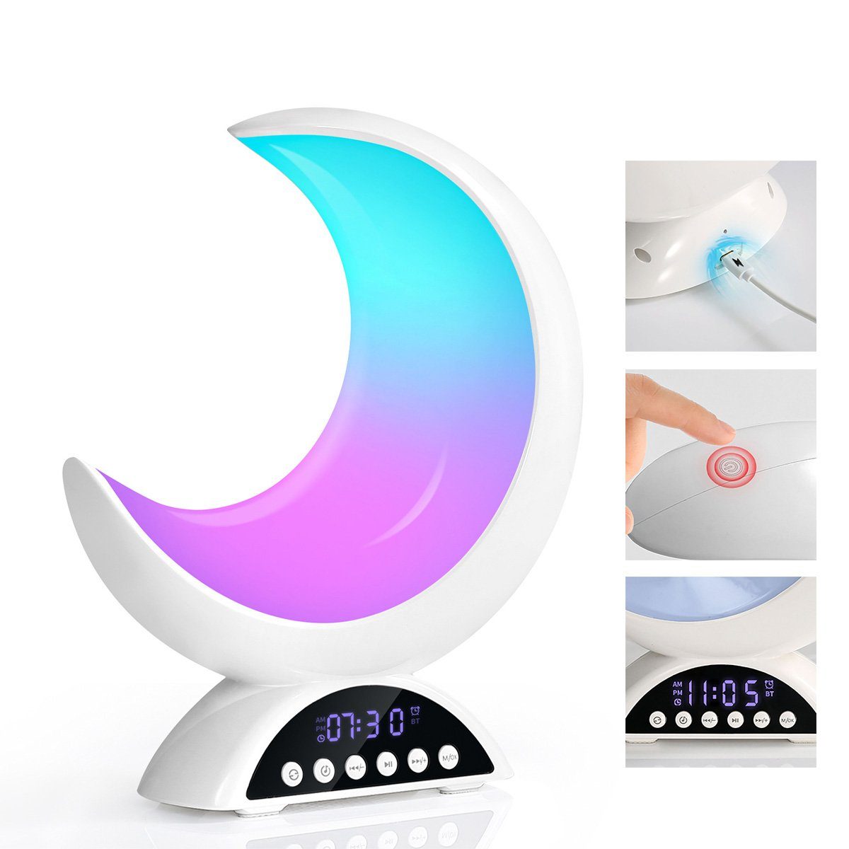 LED Touch APP-Steuerung Farbwechsel Schwarz Schreibtischlampe Mondlampe, DOPWii & Dimmbar, Tischlampe,