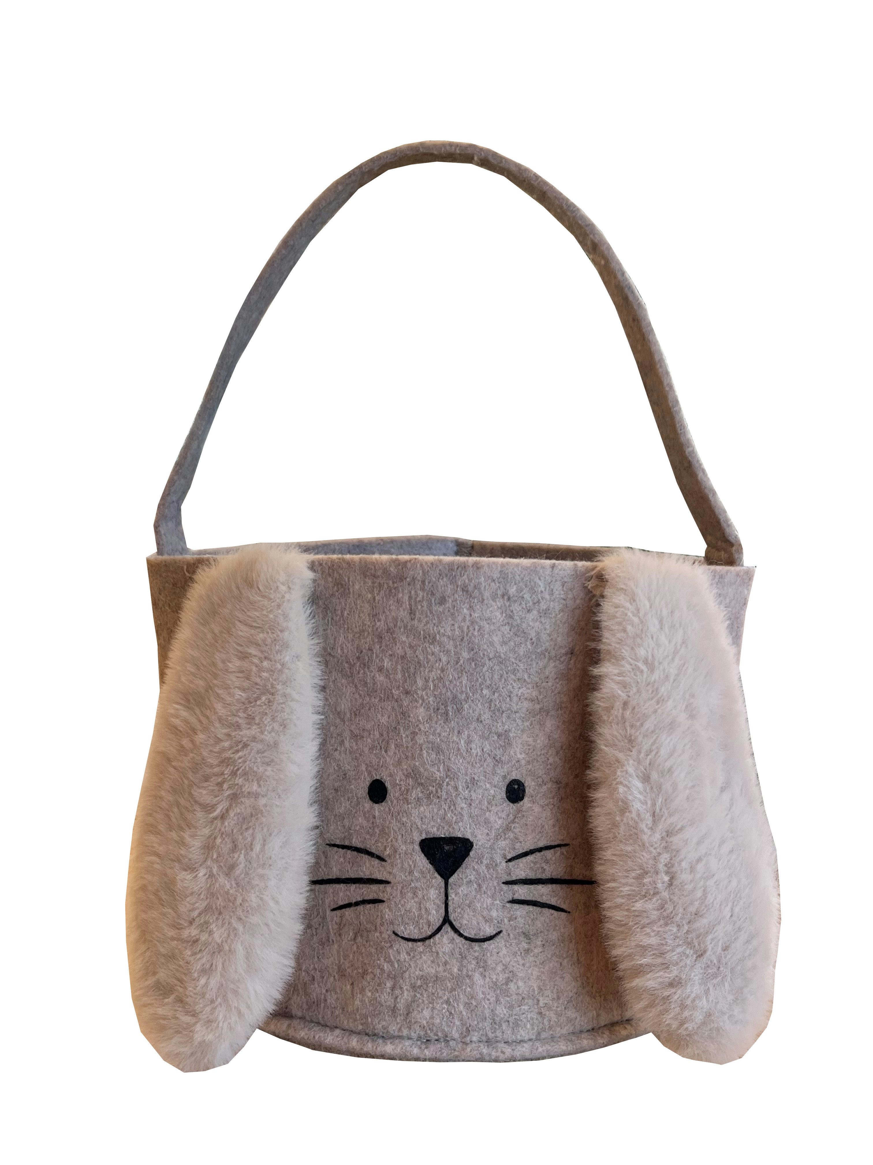 foolonli Osternest Osterkorb Filz Beige Hase mit Ohren Ostertasche Körbchen Ostern Tasche