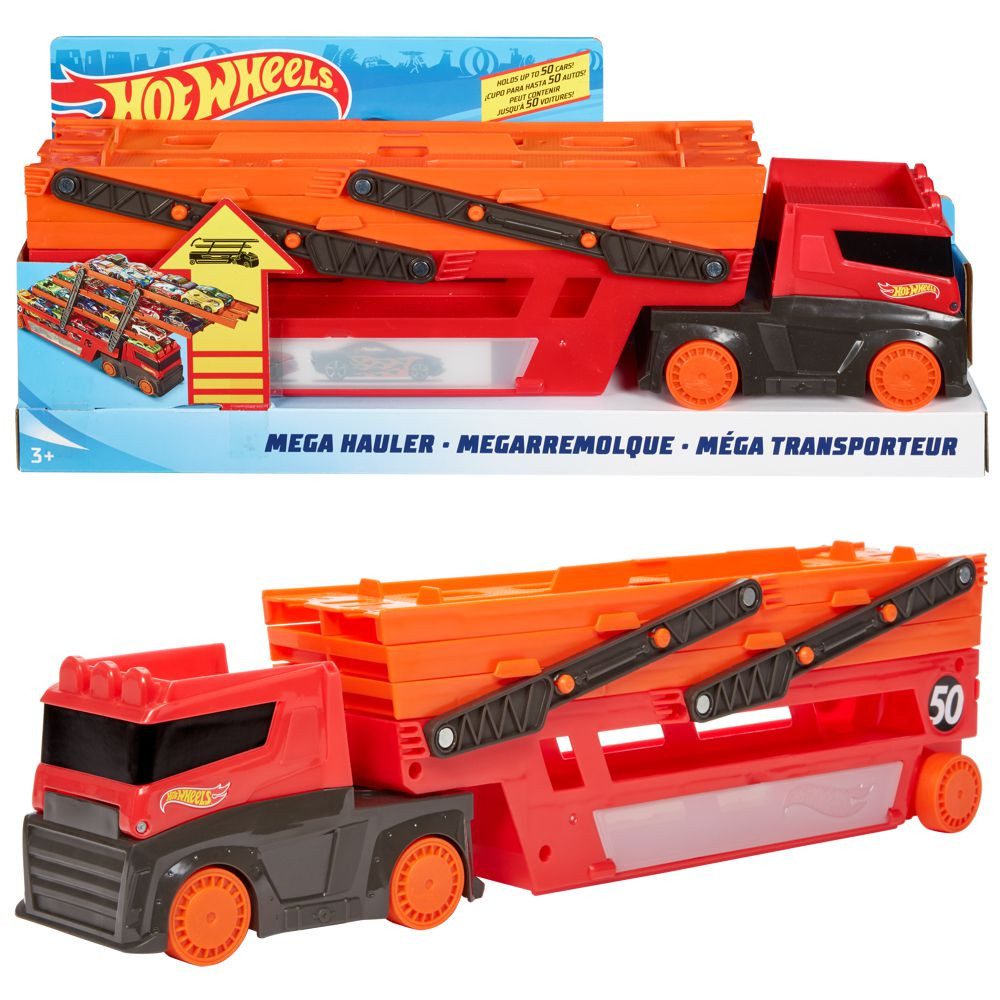 Hot Wheels Spielzeug-Monstertruck Mega Hauler Truck Hot Wheels City GHR48 mit ausklappbaren Etagen