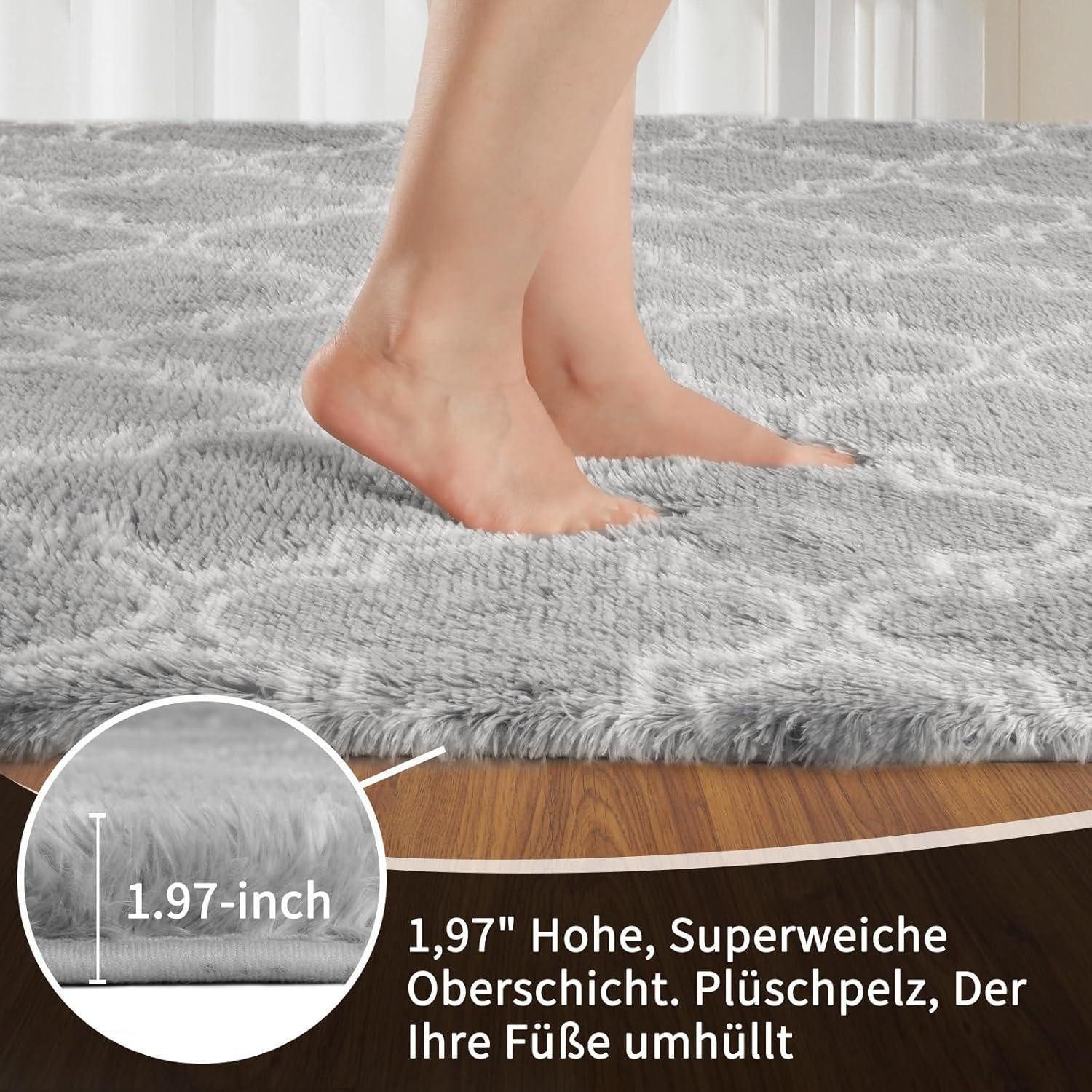 LuxusKollektion Hochflor-Teppich Teppich Hochflor grau Hellgraue Laterne 24 günstig online kaufen