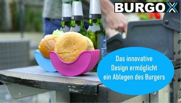 MAVURA Burgerpresse BURGOX - Der clevere Burgerpress- Burgerhalter aus Silikon, wiederverwendbar Hamburger Sandwich Bagles Donut Berliner Halter