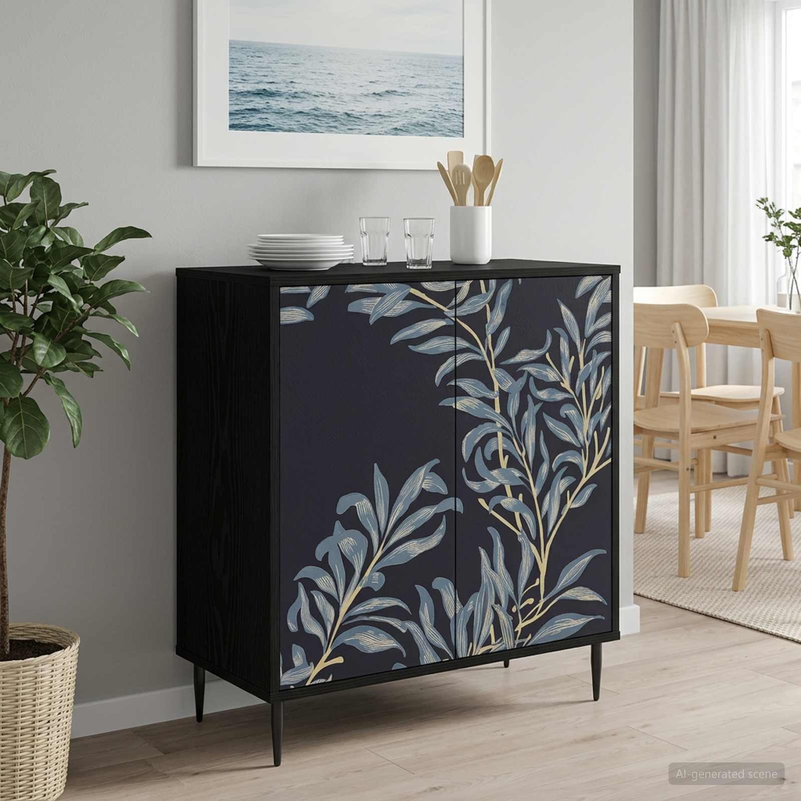 vidaXL Sideboard Sideboard DOKKUM Schwarz Eichen-Optik 69 x 33 x 76 cm (1 St)