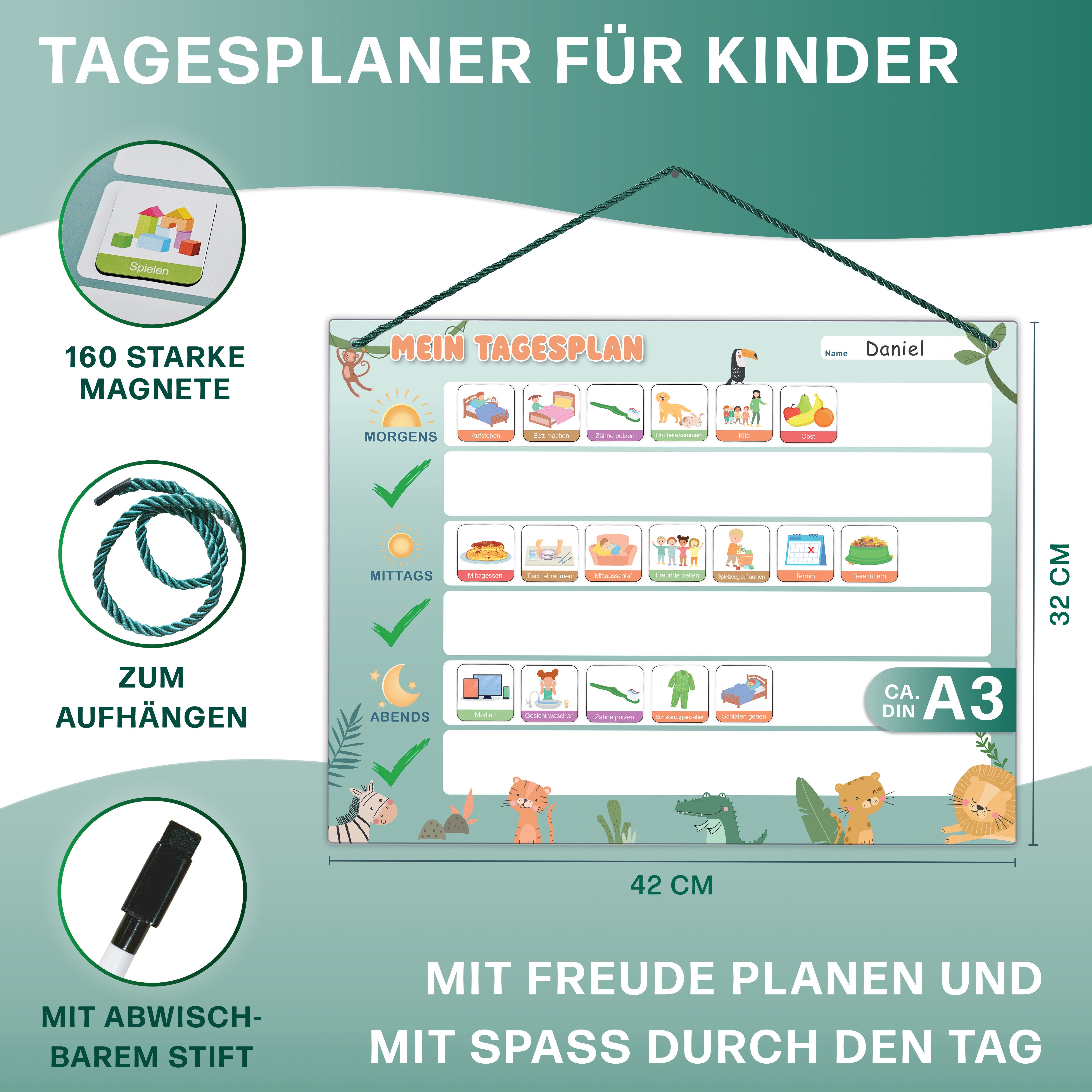 Mini Mindz Magnettafel Tagesplaner Kinder - Montessori Magnettafel mit 160 günstig online kaufen