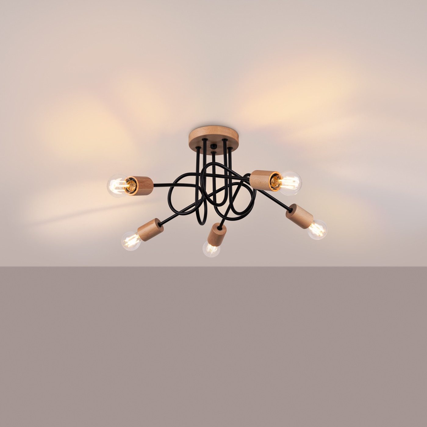 SOLLUX lighting Kronleuchter Kronleuchter Ember 5 Schwarz, Nicht enthalten