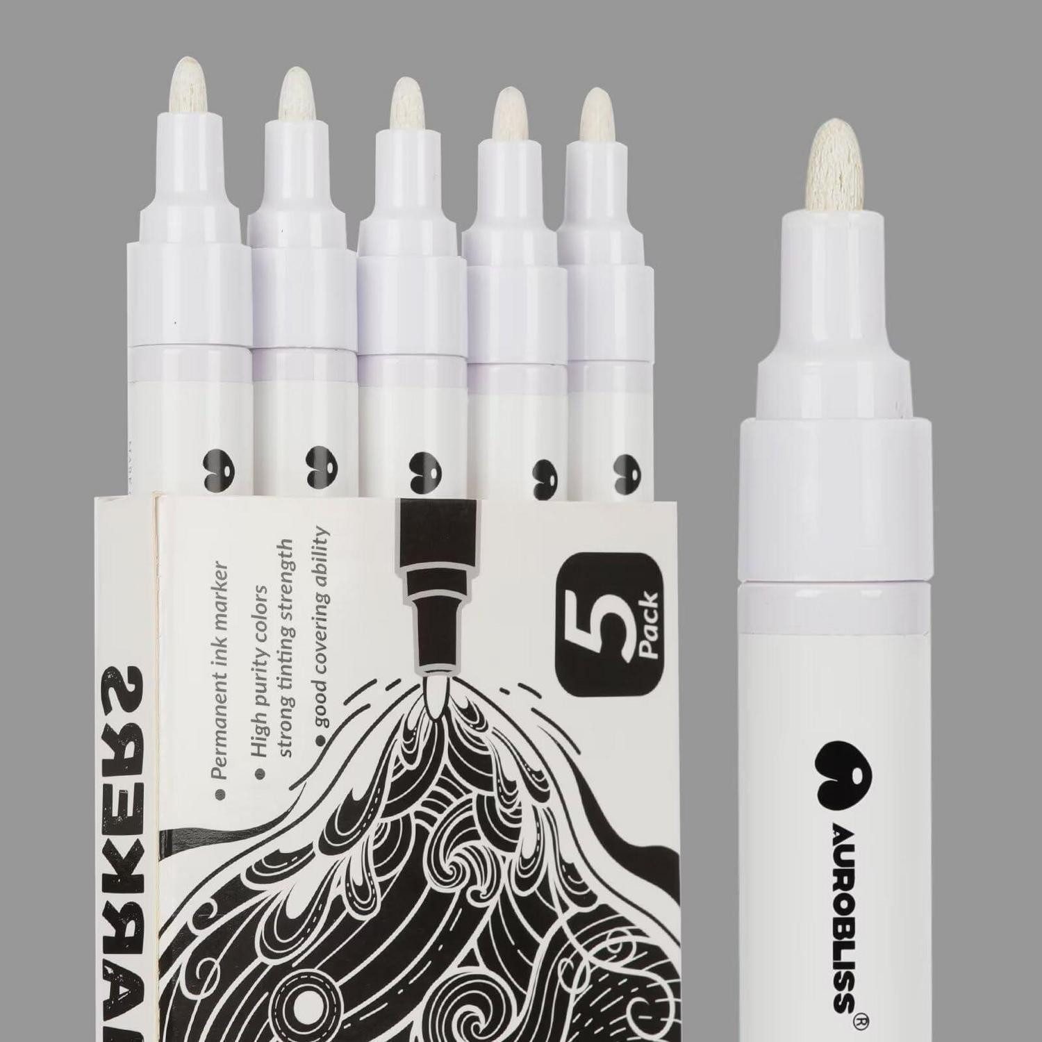 LuxusKollektion Lackmarker Lackmarker Weiß 5er Set 2-3mm Spitze Wasserdicht
