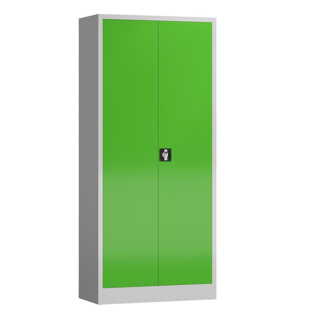 Steelboxx Mehrzweckschrank ClassiX Flügeltürenschrank, 1800 x 800 x 380 mm (1-St) Komplett montiert und verschweißt, keine Montage erforderlich Grau/Gelbgrün | grau