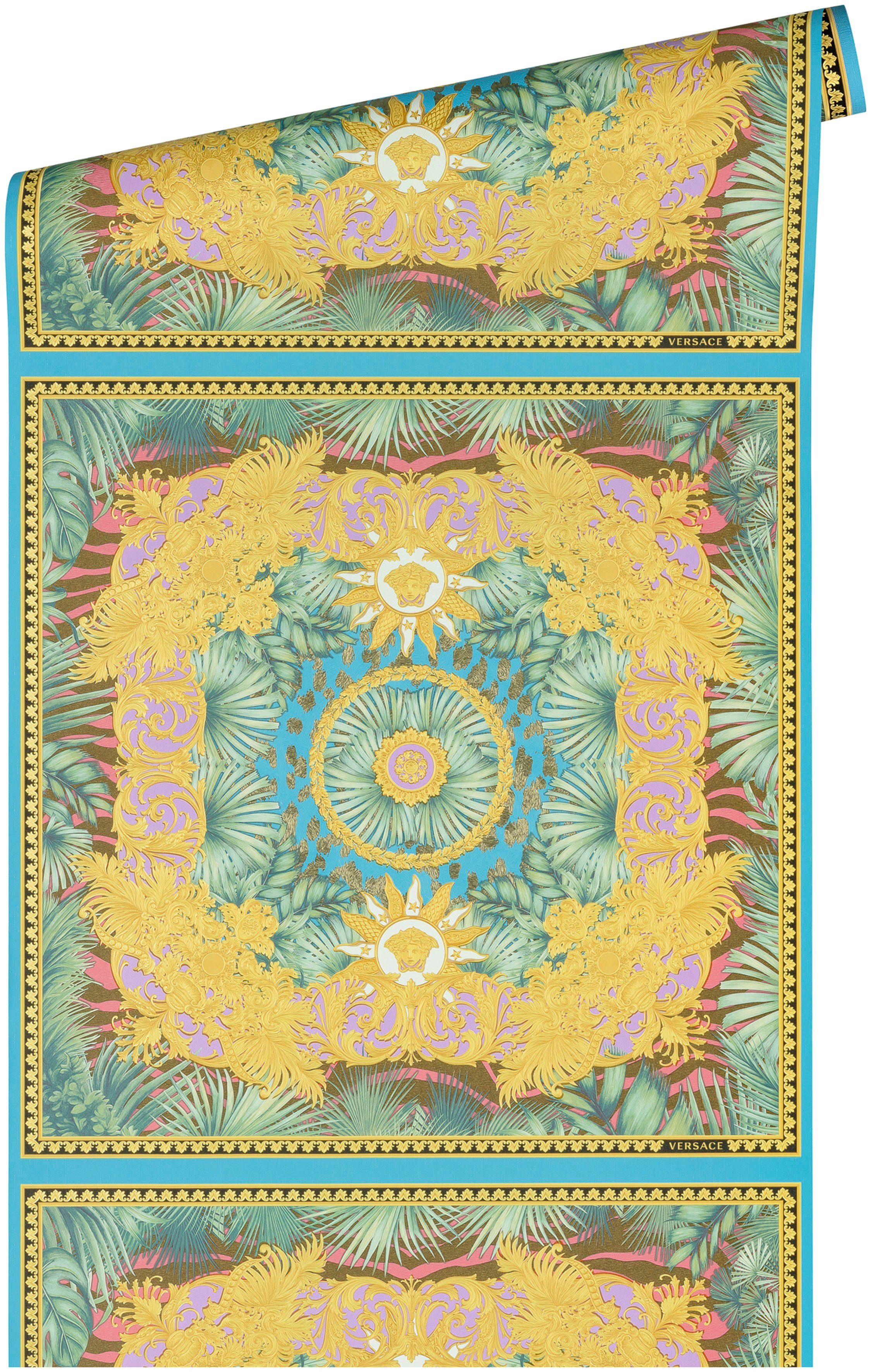 Versace Vliestapete Wallpaper Versace 5 Design, leicht strukturiert, leicht glänzend, abstrakt, gemustert, (1 St), Dschungel auffallende Fliesen-Tapete Tapeten Wohnzimmer Schlafzimmer