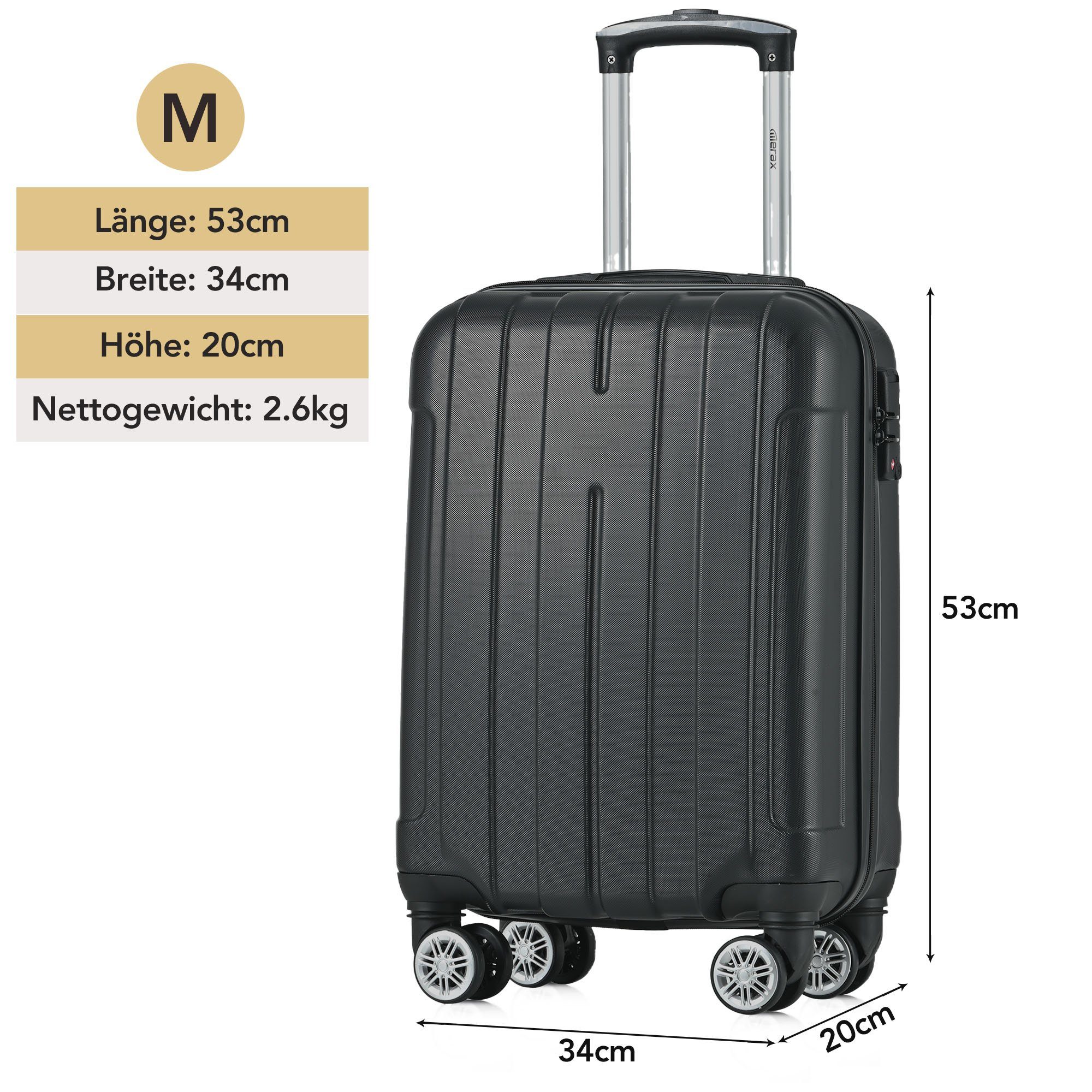 Hartschalen-Trolley Hartschalen-Handgepäck, 4 Rollen, Koffer mit TSA-Schloss und Universalrad, Erweiterbar Seitengriff