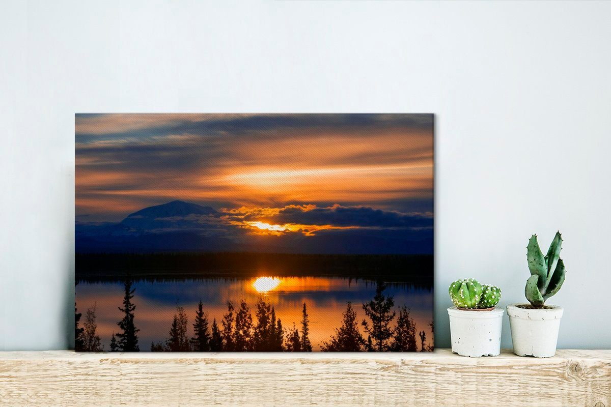 im Leinwandbild 30x20 Aufhängefertig, Elias-Nationalpark Leinwandbilder, OneMillionCanvasses® cm in den Vereinigten, St), Wrangell-St. (1 Wandbild Wanddeko, Sonnenuntergang