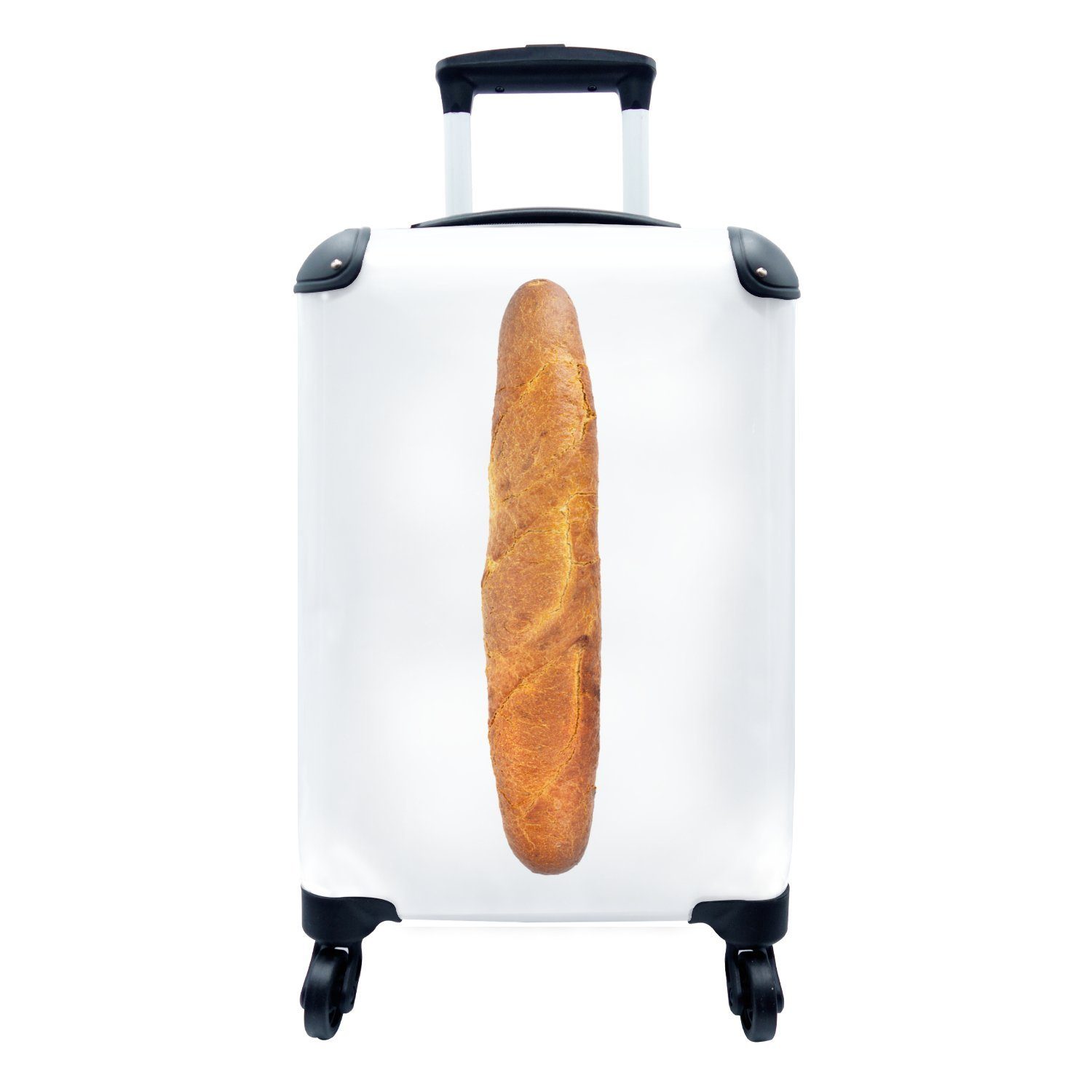 MuchoWow Handgepäckkoffer Französisches Brot auf weißem Hintergrund, 4 Rollen, Reisetasche mit rollen, Handgepäck für Ferien, Trolley, Reisekoffer