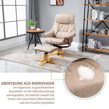 HOMCOM Relaxsessel Fernsehsessel, TV Sessel mit Liegefunktion (Polstersessel, 2-St., Fernsehsessel), Mikrofaser Braun, 78 x 82,5 x 109 cm