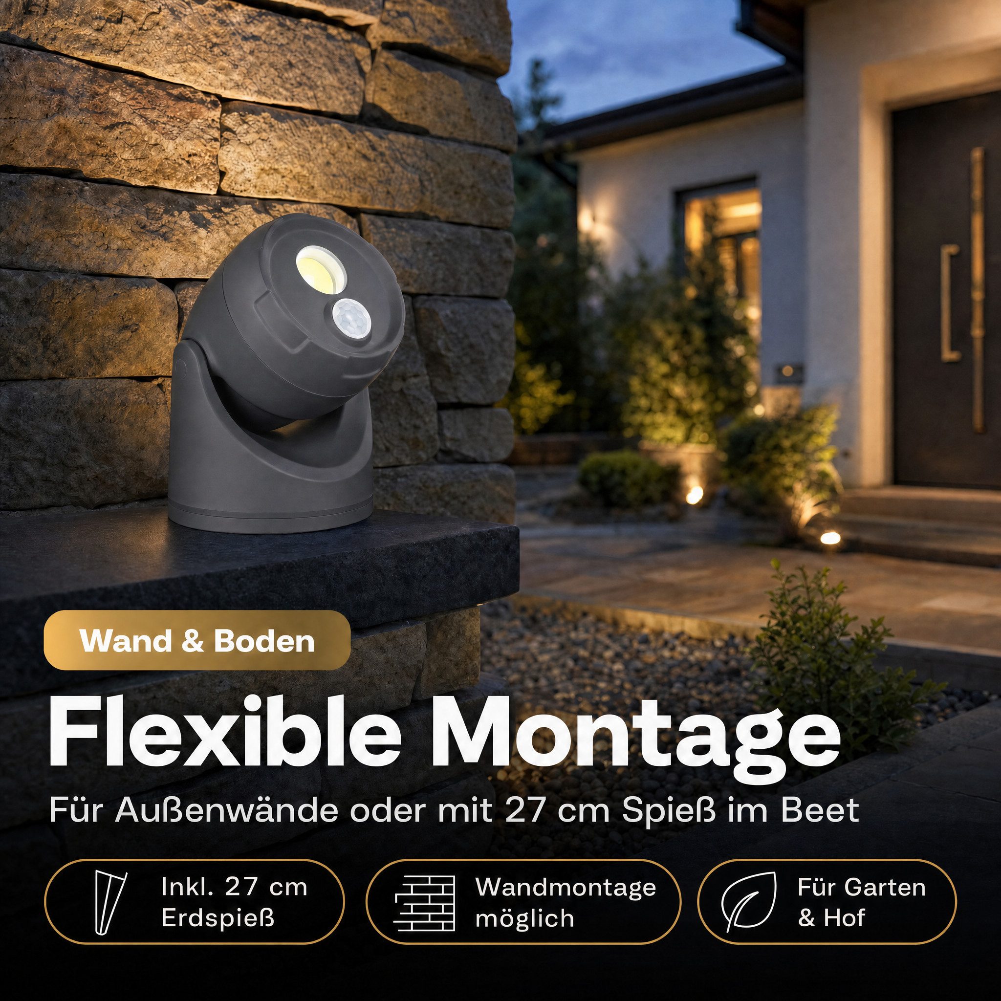 Northpoint LED Wandstrahler LED Batterie Spot Strahler Flutlicht Bewegungsmelder inkl. D-Batterien – Bild 5 von 5