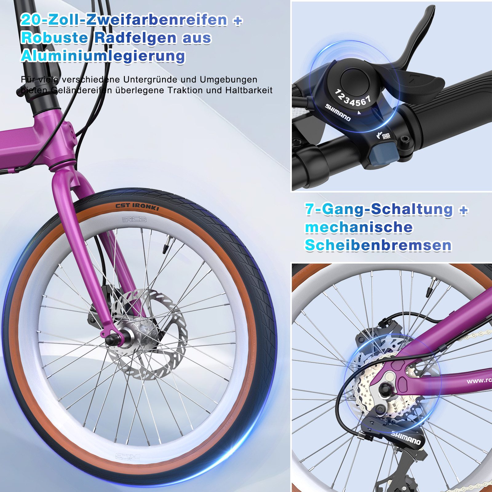 RCB Faltrad GK4 doppelt faltbares Fahrrad,20Zoll Klapprad für Damen&Herren,Pendler, 7 Gang, ideal für Pendler (Damen & Herren)
