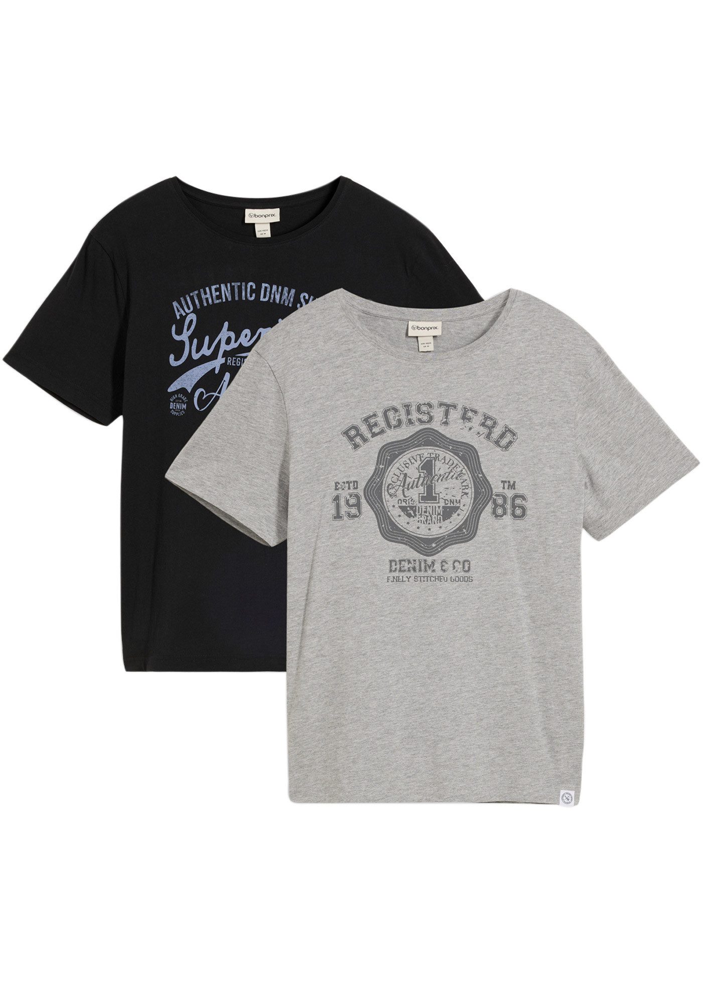 bonprix T-Shirt (Packung, 2-tlg) regular fit, Kurzarm, coole Frontprints