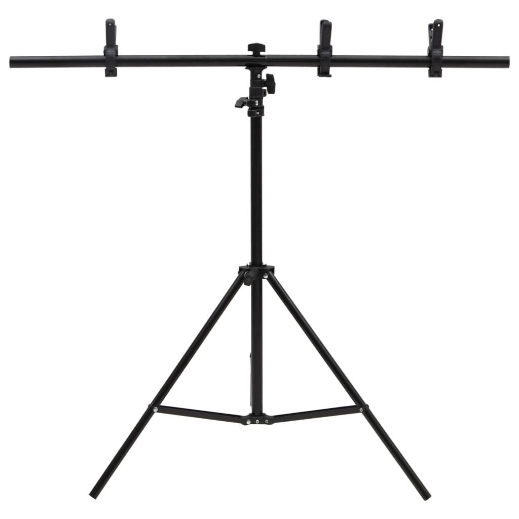 vidaXL Fotohintergrund Hintergrundständer T-Form Schwarz 91x60x(70-200) cm
