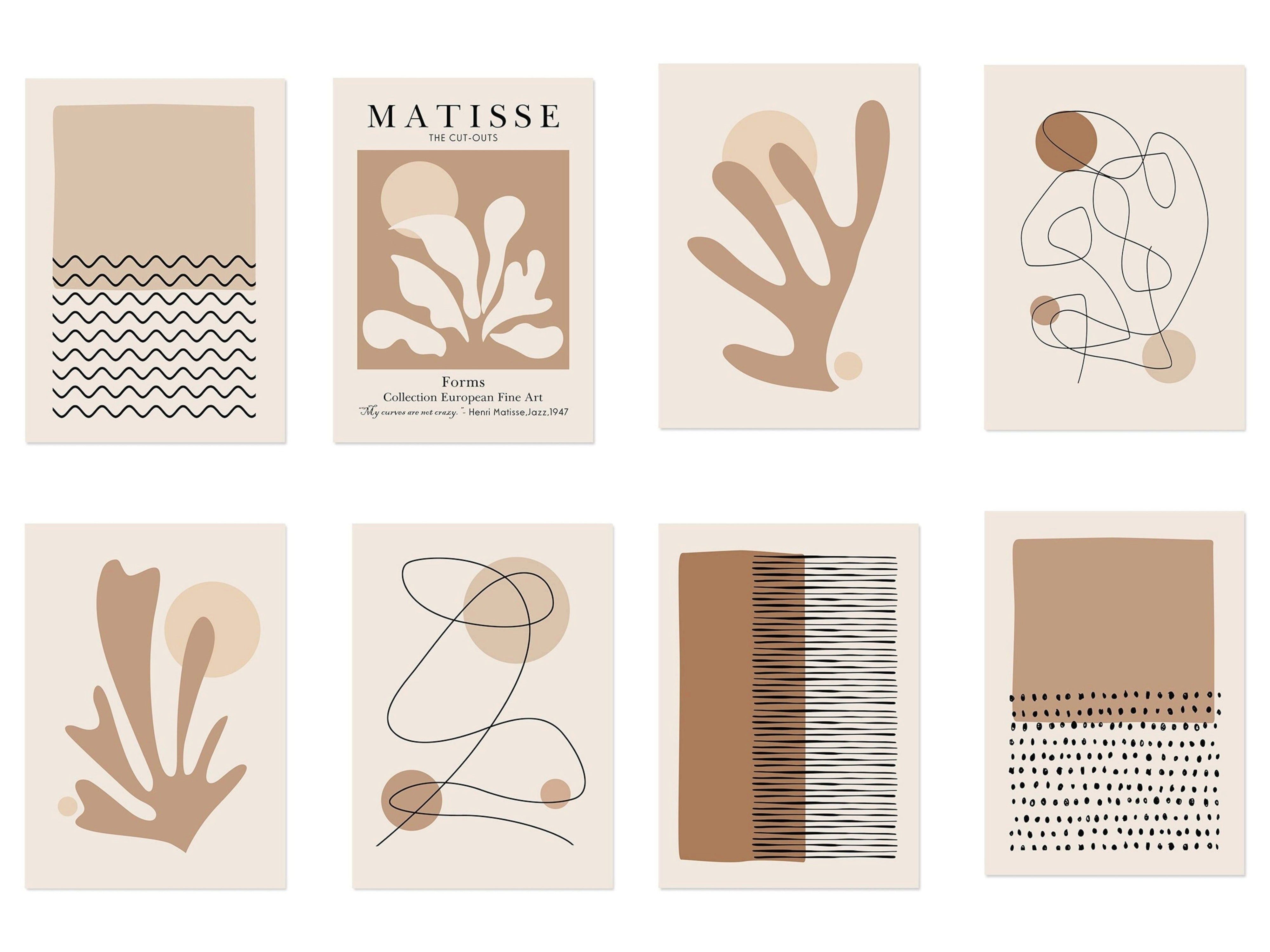 JUSTGOODMOOD Poster Abstrakte Formen in Beige Braun und Linien Punkt Muster als Deko Print, C (1 St)