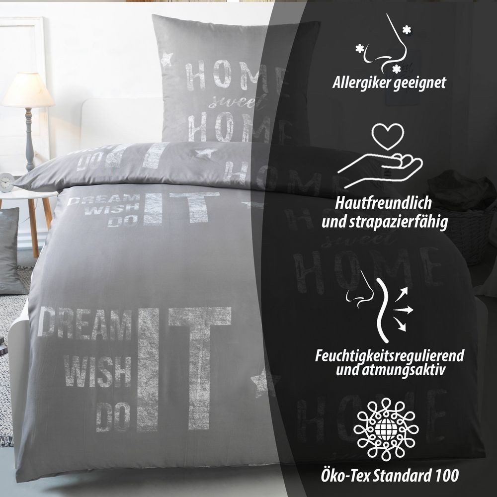 Kuscheli Bettwäsche 135x200 + 80x80 cm atmungsaktiver Bettbezug, moderne De günstig online kaufen