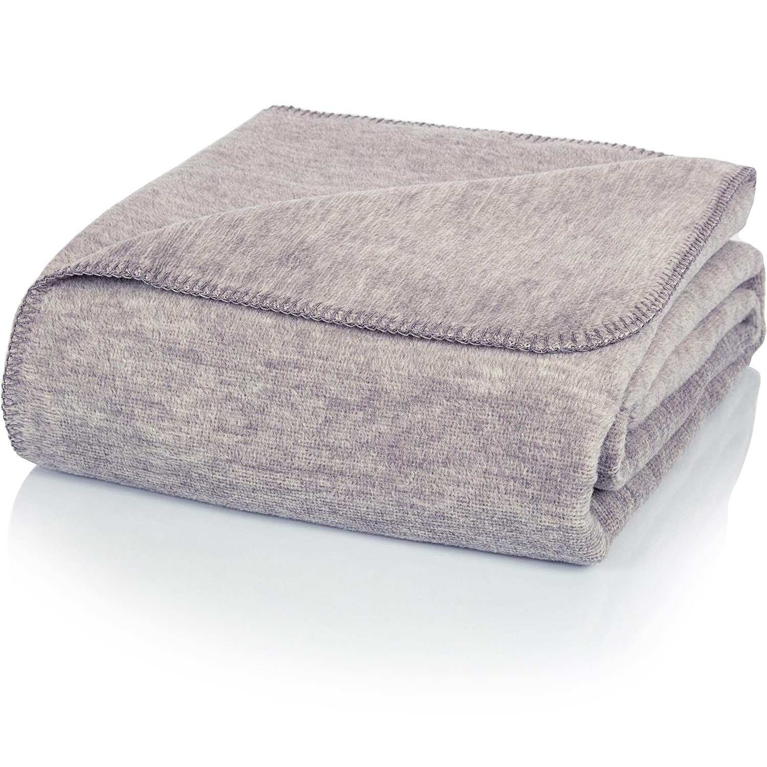 Wolldecke U2GM Kuscheldecke Baumwolle, Grau-Meliert, 150x200cm Sofadecke weich, Glart