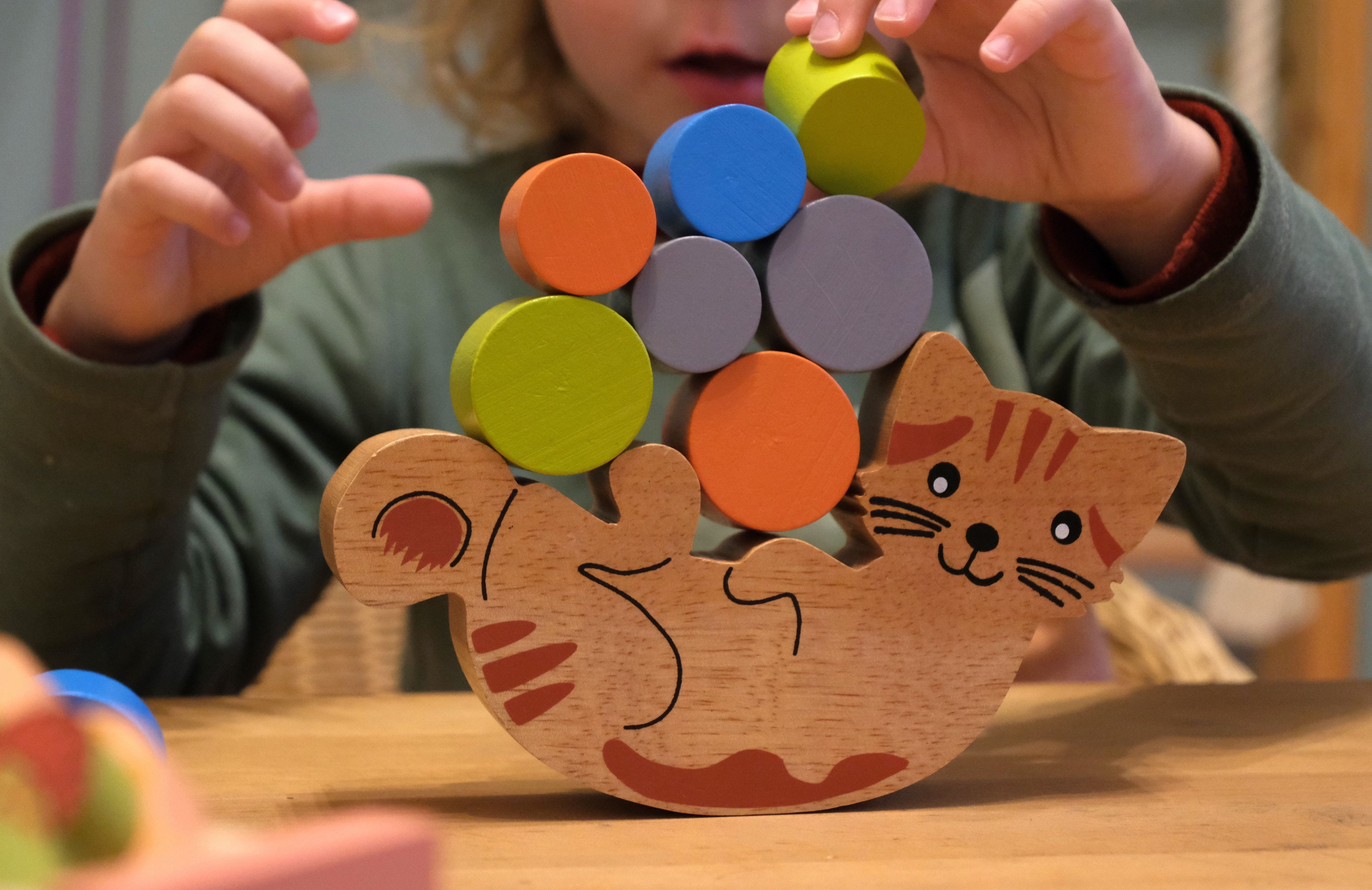El Puente Nachziehspielzeug Spielset "Balancierende Katze", Handmade, Handmade