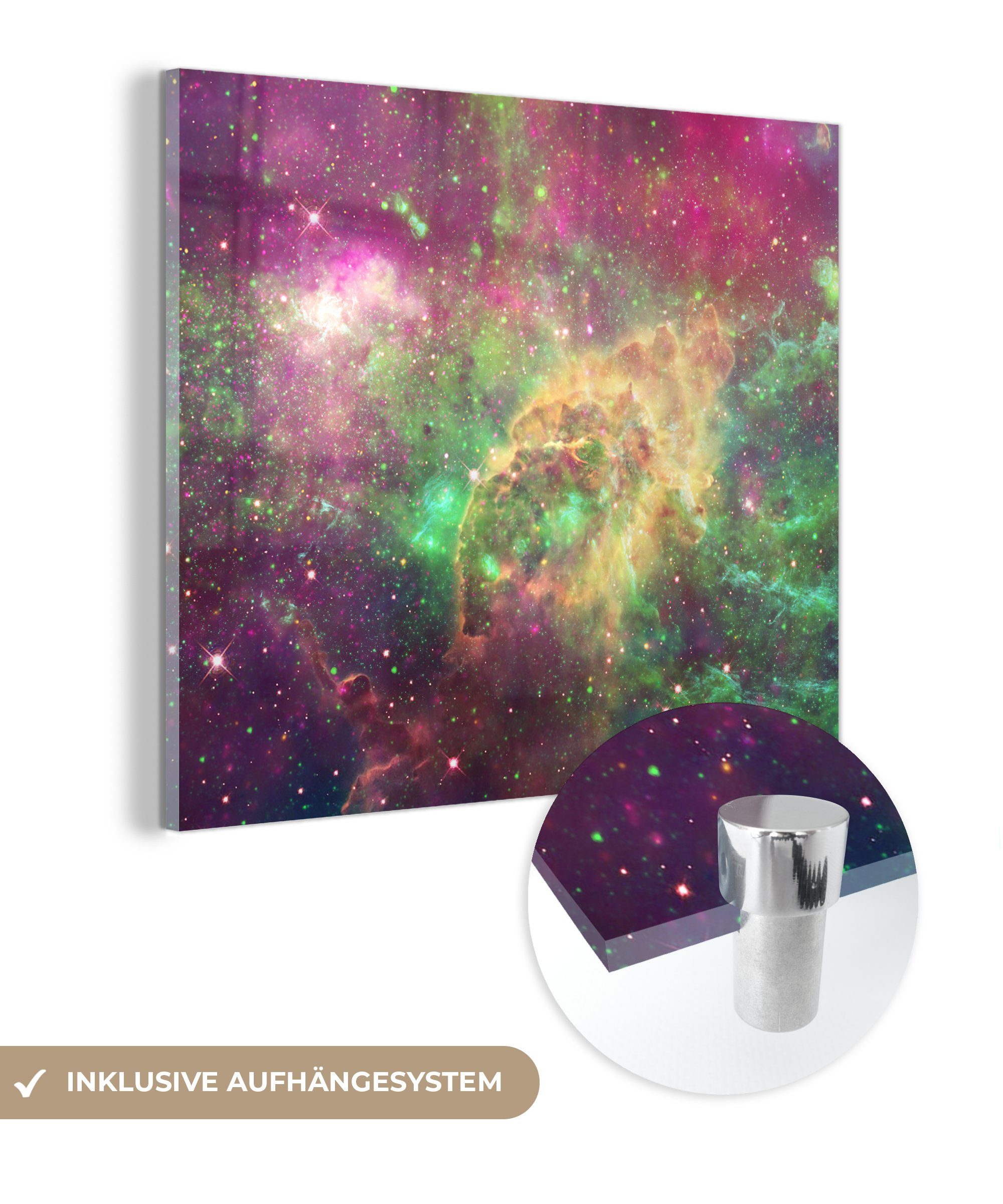 MuchoWow Acrylglasbild Weltraum - Sterne - Farben, (1 St), Glasbilder - Bilder auf Glas Wandbild - Foto auf Glas - Wanddekoration