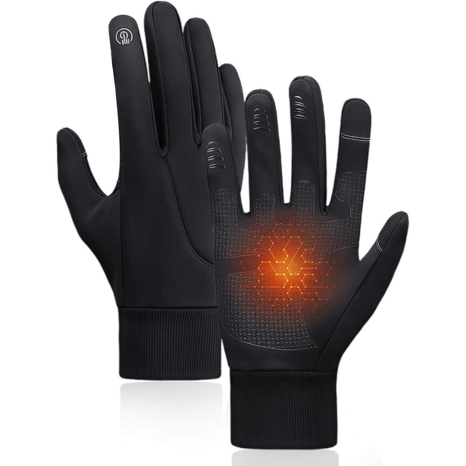 LuxusKollektion Thermohandschuhe Thermo-Handschuhe Laufen Winter Fahrrad XL Schwarz (1-St)