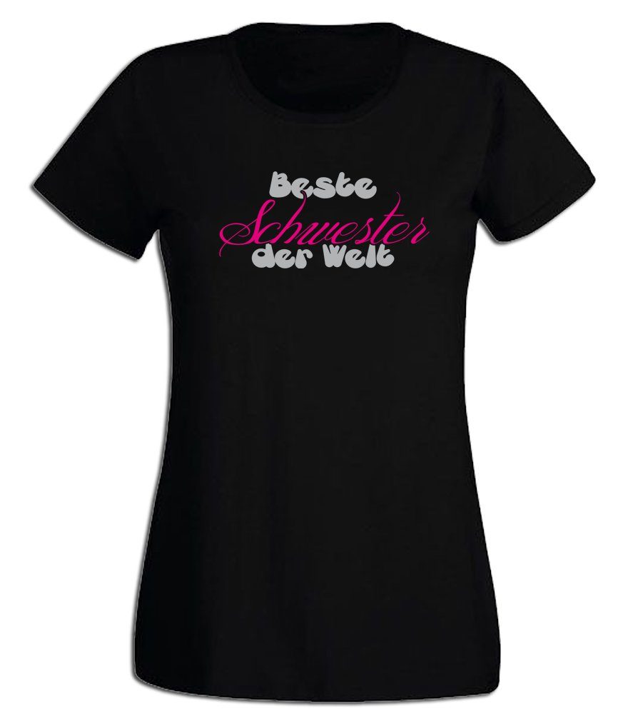 G-graphics T-Shirt Beste Schwester der Welt Slim-fit- Damen T-Shirt mit Statement / Spruch als Frontprint