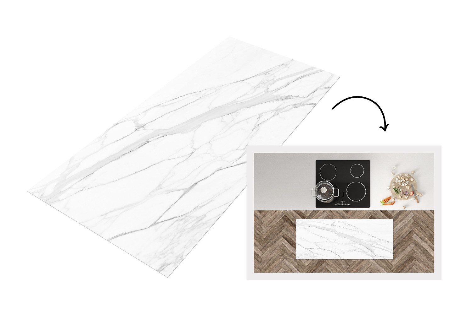 MuchoWow Küchenläufer Marmor - Weiß - Linie - Muster - Luxus - Marmoroptik, günstig online kaufen