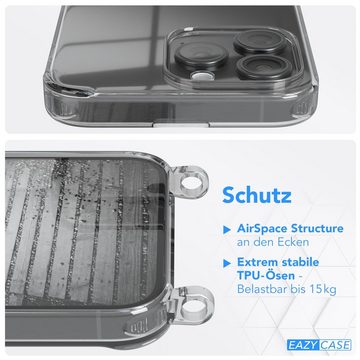 EAZY CASE Handykette Metallkette Magsafe Hülle für iPhone 15 Pro Max 6,7 Zoll, Silikonhülle Transparent Smartphonekette für Unterwegs Ketten Rose