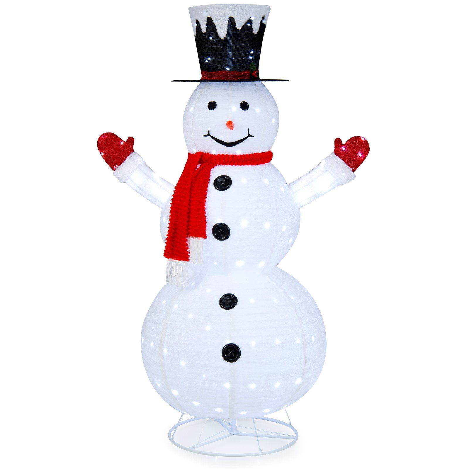 COSTWAY Schneemann, Weihnachtsfigur, klappbar 200 LEDs, kaltweiße