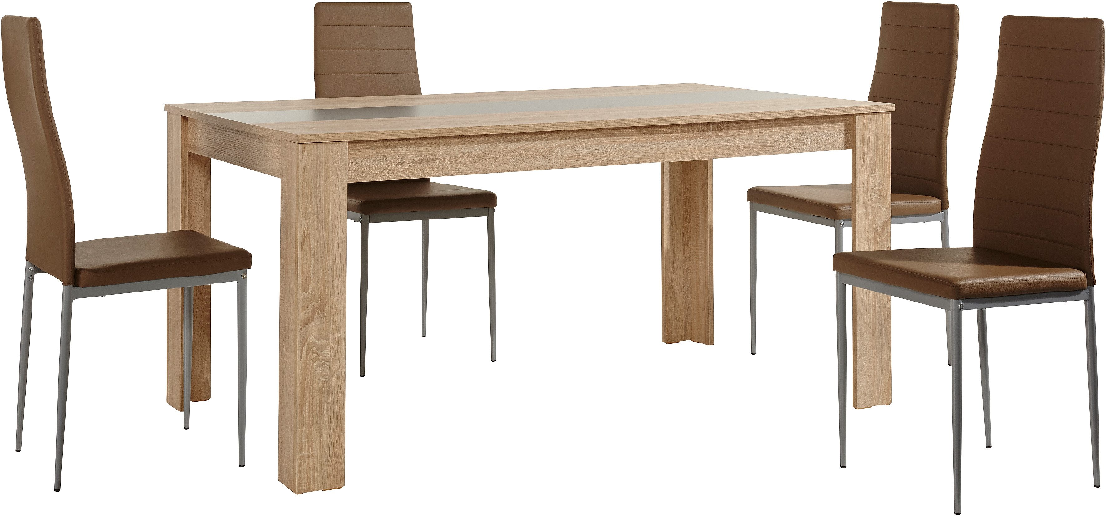 Home affaire Essgruppe Pluto, (Set, 5-tlg), moderne Tischgruppe, Tisch, 4 S günstig online kaufen