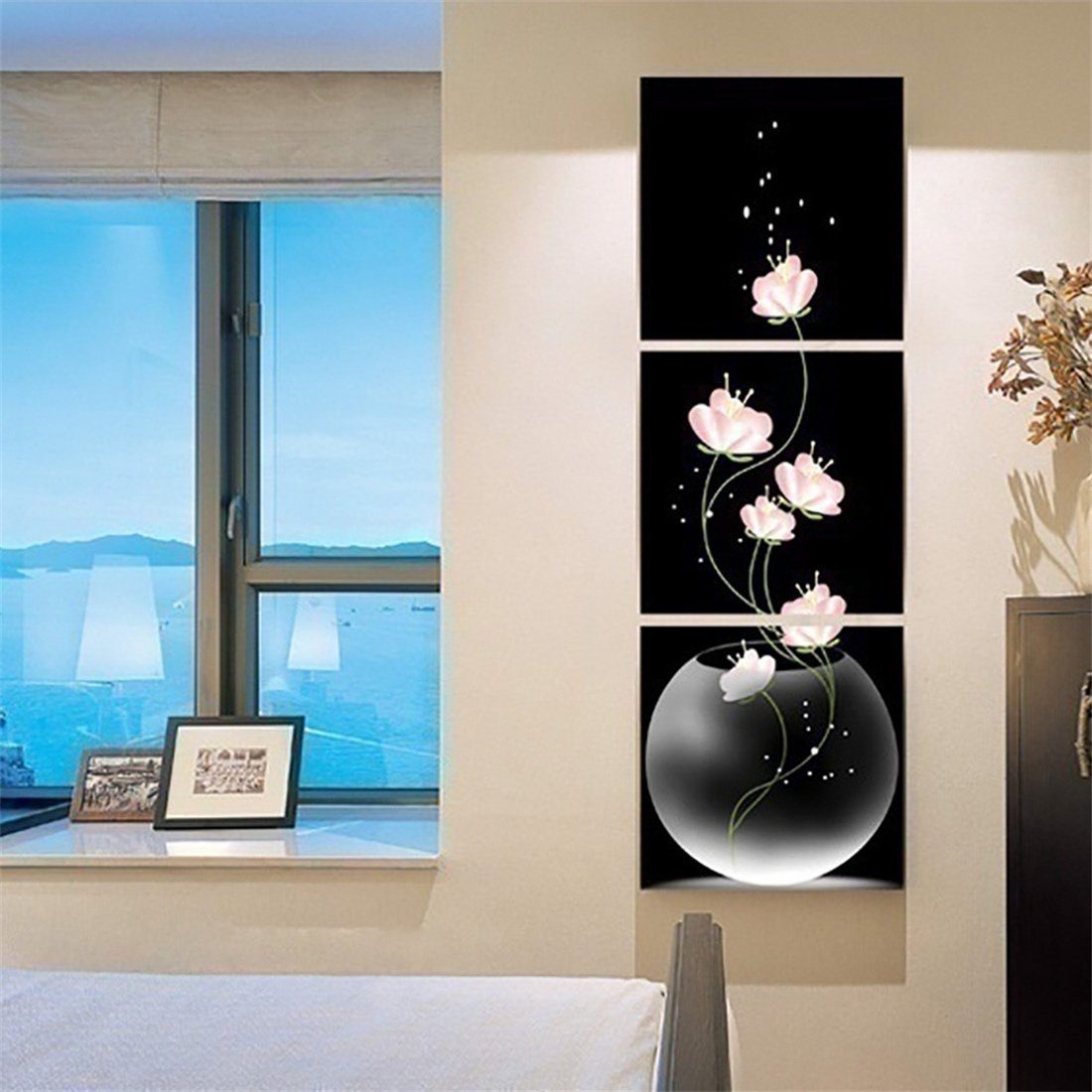 HOPPO~ Kerne ungerahmte Gemäldekerne, Wandbild x 3 Rosa moderne dekorative Tulpe