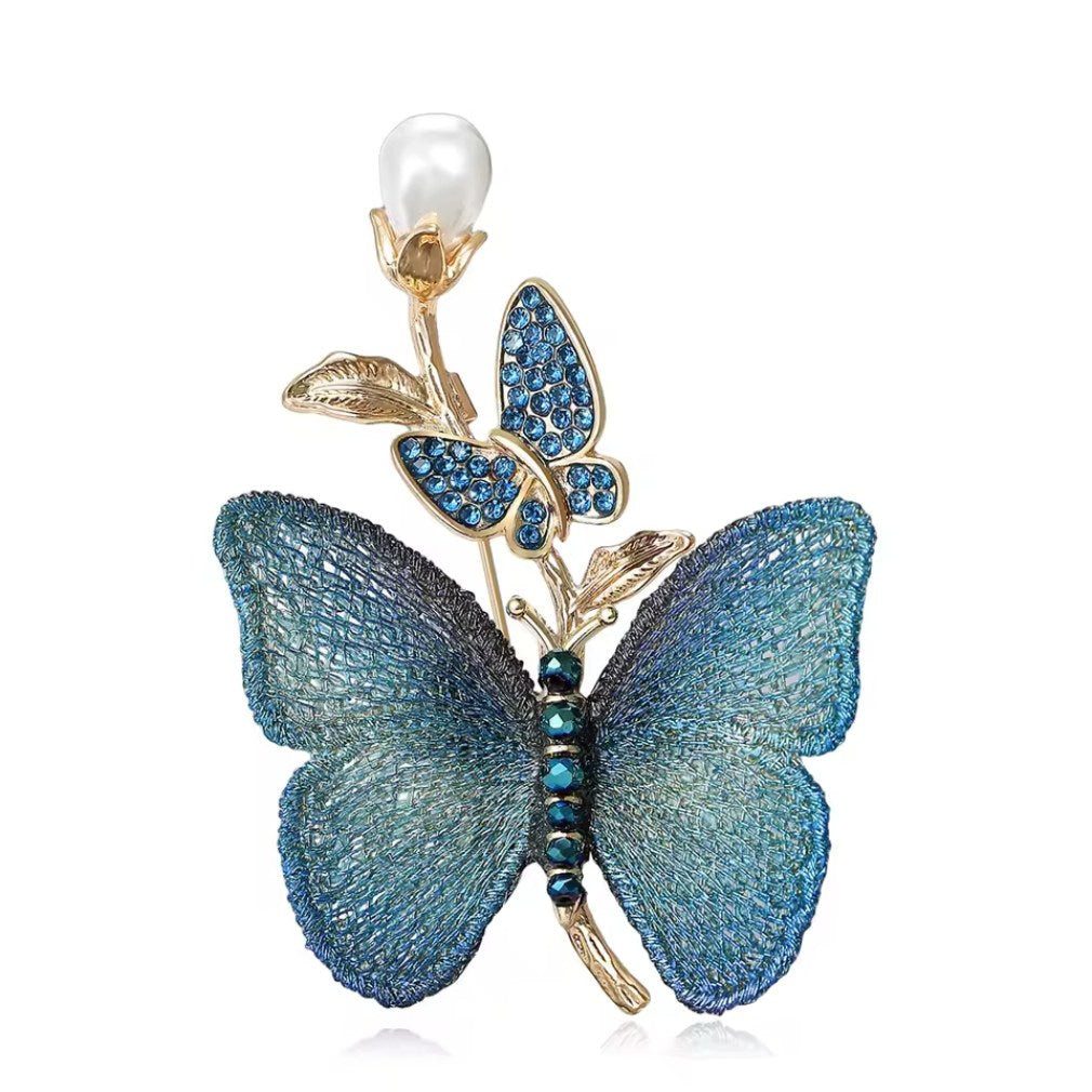 Dark-Desires Brosche Schmetterlings Brosche vintage in blau-gold, Schmetter günstig online kaufen