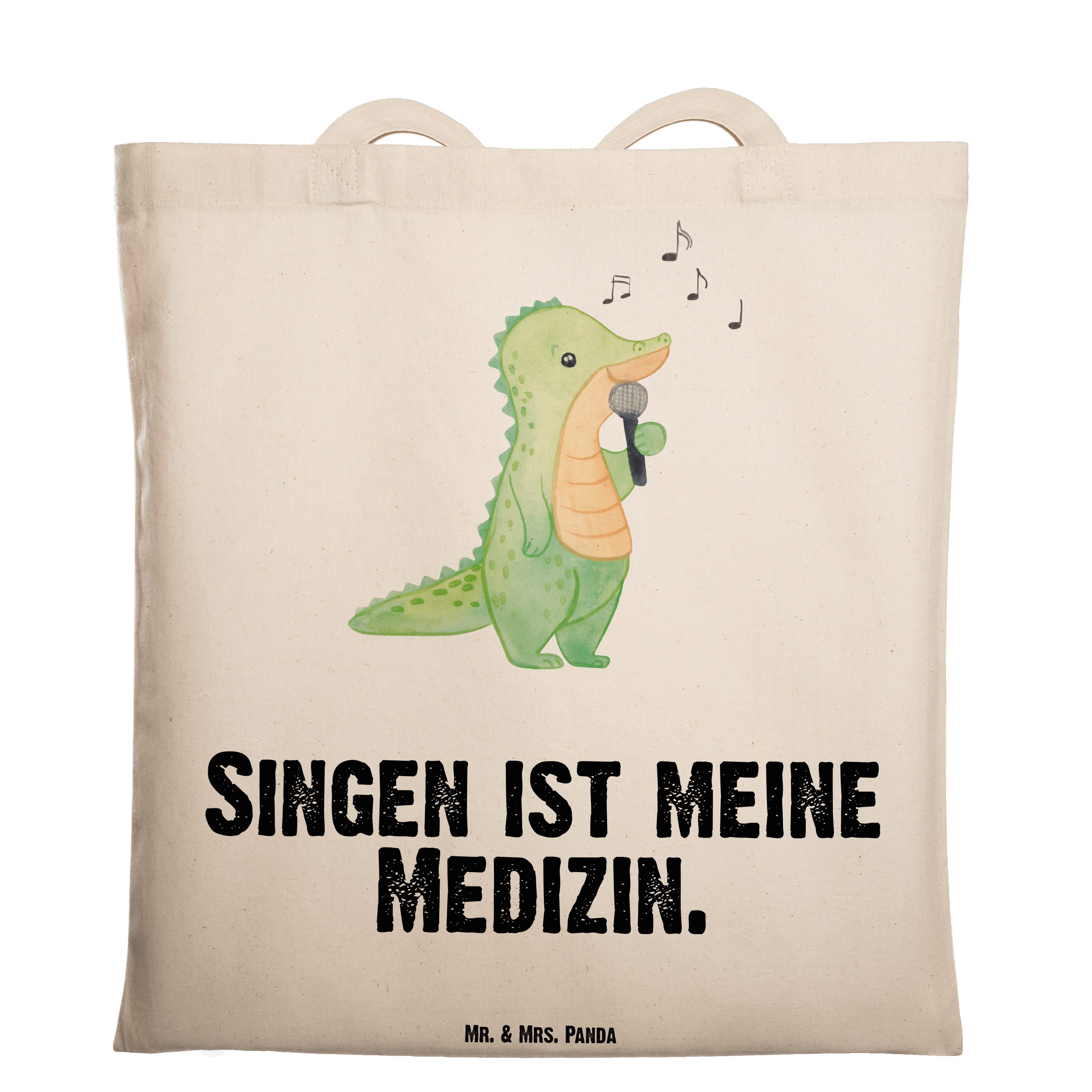 Mr. & Mrs. Panda Tragetasche Krokodil Singen Medizin - Transparent - Geschenk, Beutel, Beuteltasch (1-tlg) | Canvas-Taschen