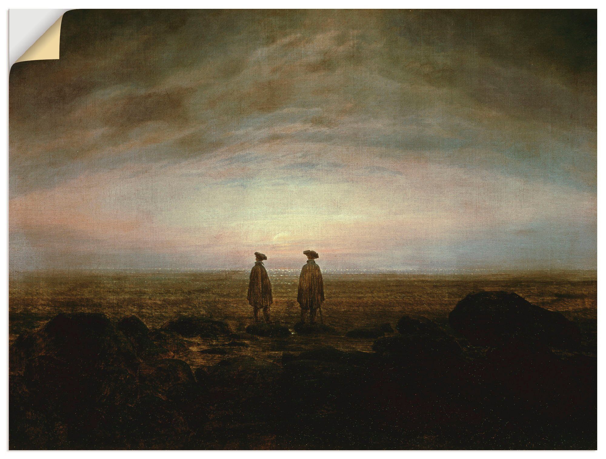 1817, Wandaufkleber versch. oder Zwei Meer Leinwandbild, Mondaufgang, (1 um Poster Männer Größen Wandbild als St), Artland Mann in