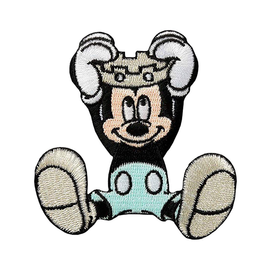 Disney Патч Bügelbild, Aufbügler, Applikationen, Patches, Flicken, zum aufbügeln, Polyester, Mickey Mouse sitzt - Größe: 7,5 x 7,5 cm