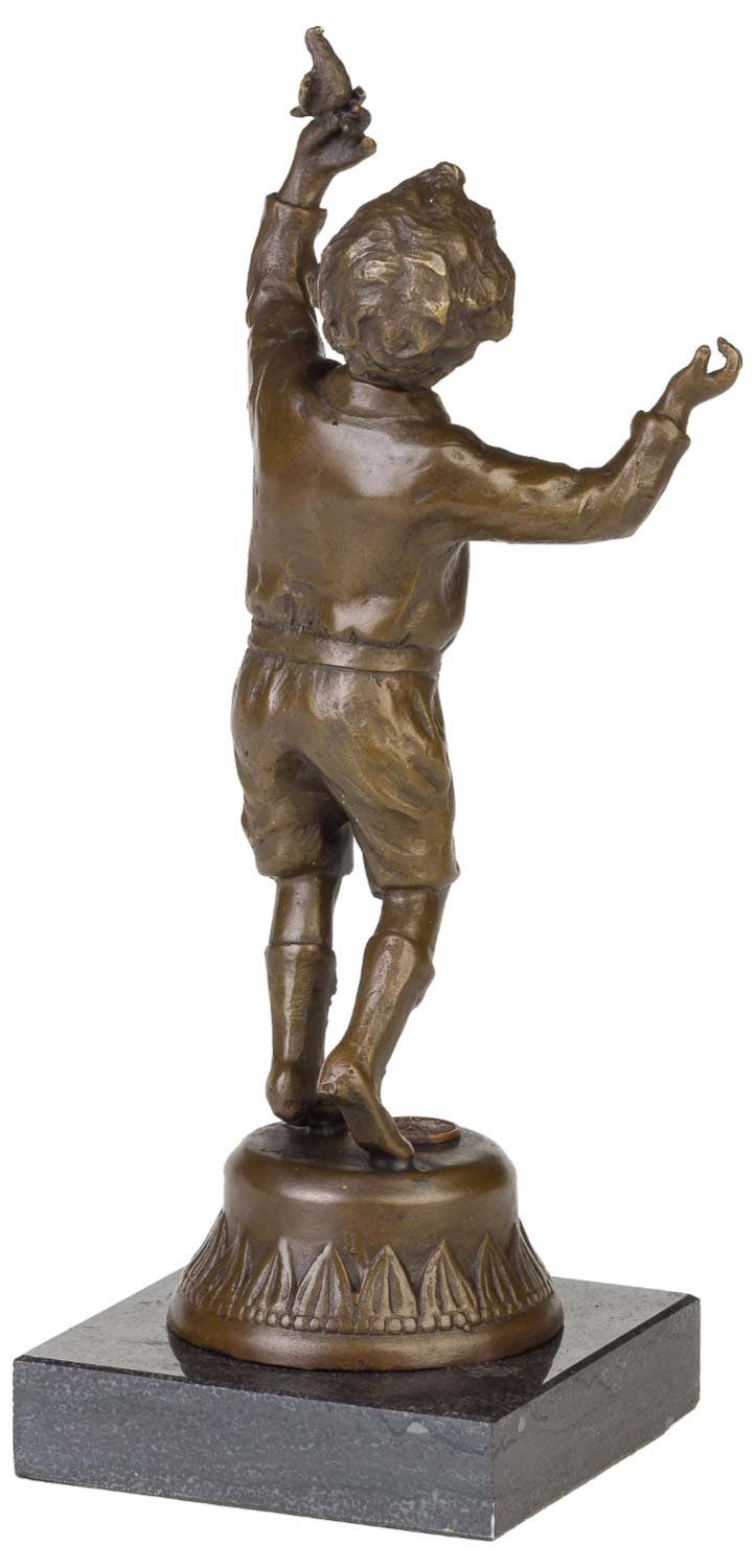 im 23cm Aubaho Skulptur Figur Junge Bronze Statue Bronzeskulptur Vogel Antik-Stil