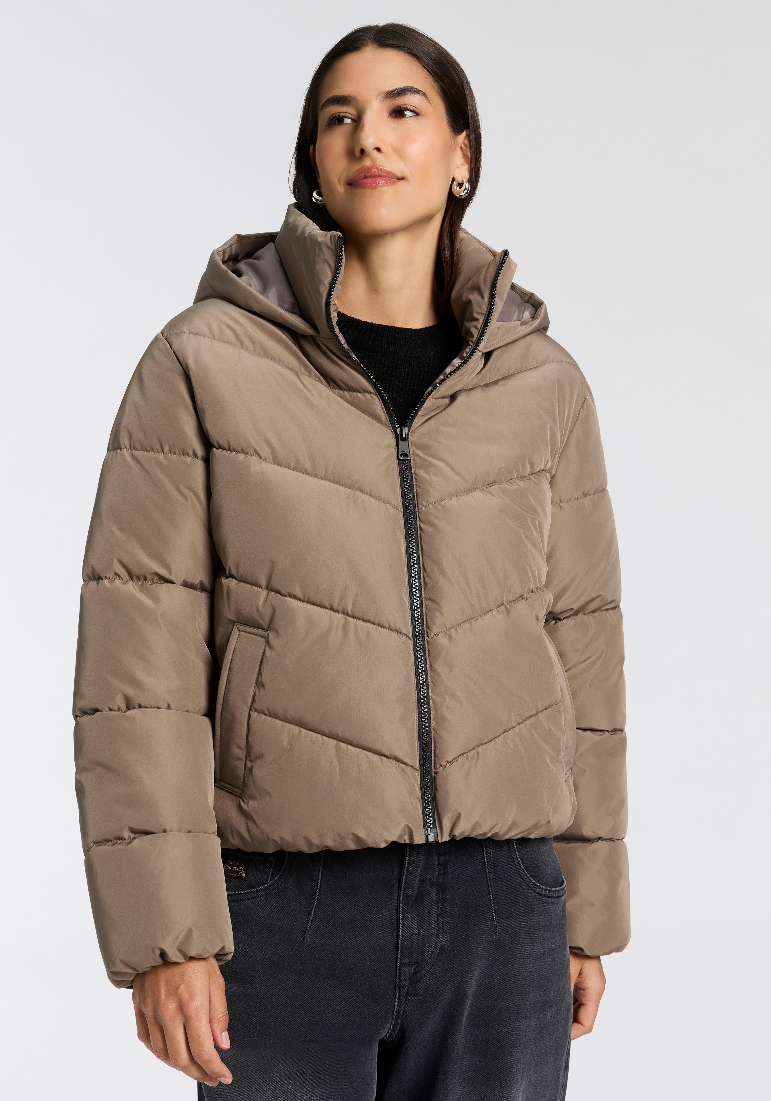 ONLY Steppjacke ONLCLARISA PUFFER HOOD JACKET CS OTW Kunstfaser, Steppware, Kapuze, elastische Bündchen