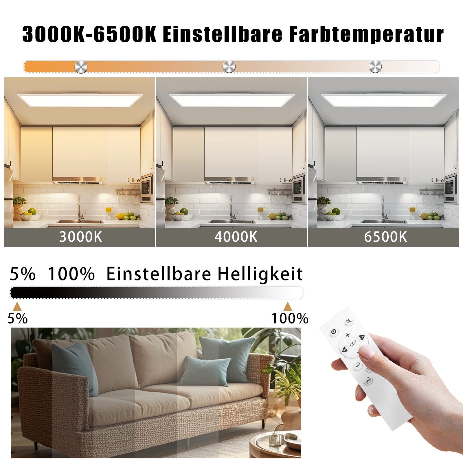 Nettlife LED Panel Schwarz/Weiß Dimmbar Deckenleuchte günstig online kaufen
